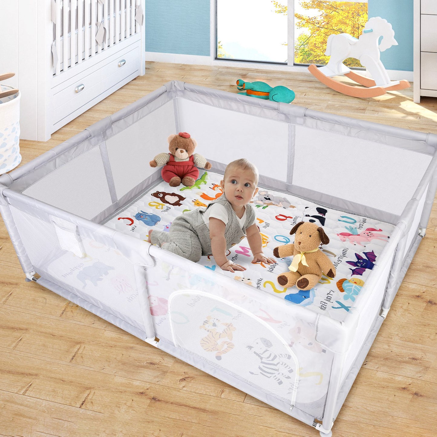 Baby Play Mat 50x50IN Non-Slip Foldable Crawling Mat