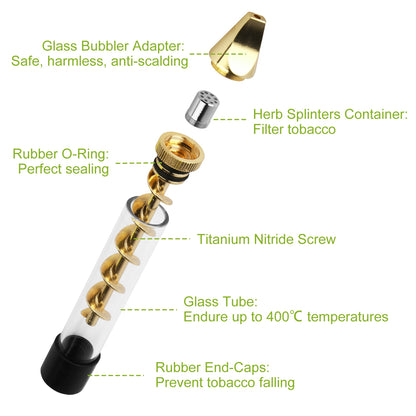 Twisty Glass Blunt Pipe with Grinder and Cleaning Kit