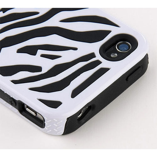 Zebra Print Hybrid Case for iPhone 4/4S with Screen Protector