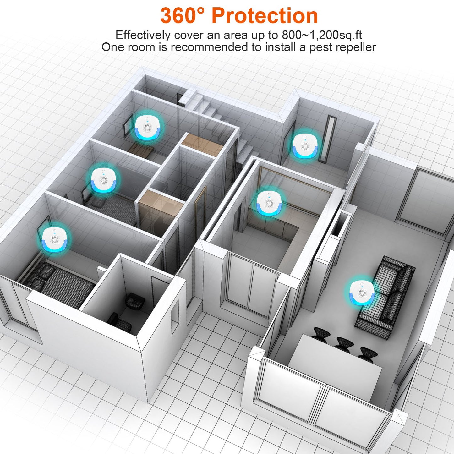 Ultrasonic Pest Repeller 6-Pack Plug-In Indoor Mouse Deterrent