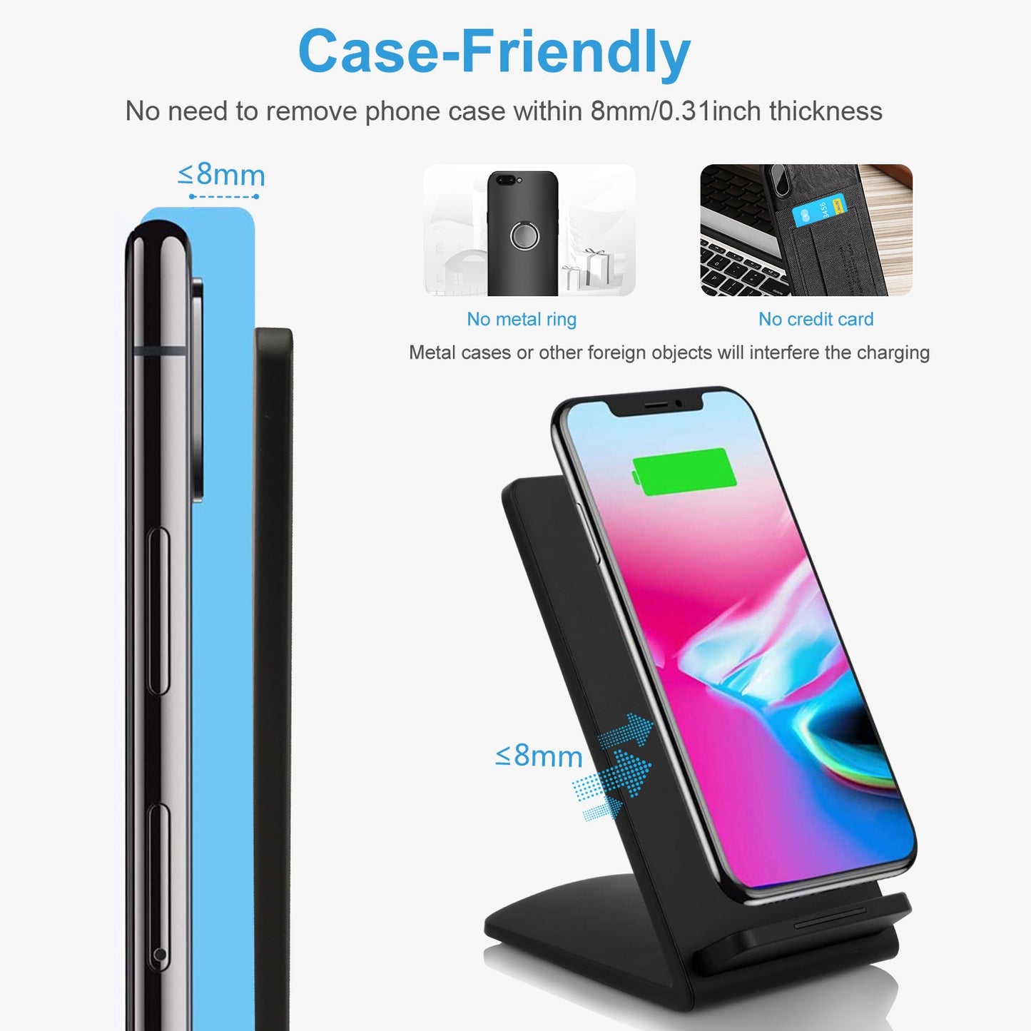 Wireless Charging Stand 10W Fast Charge Dual Coil Qi Certified