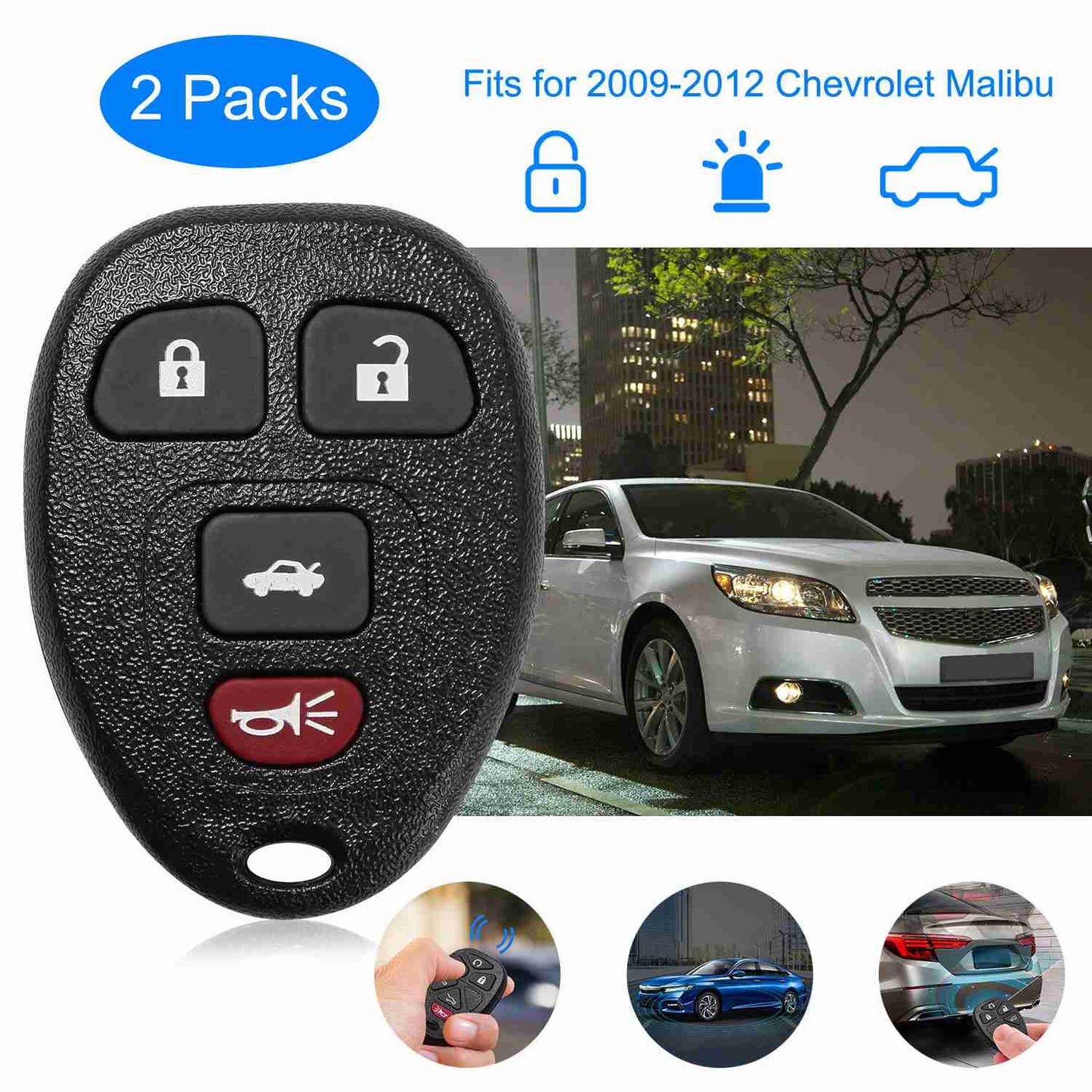 Keyless Entry Remote Key Fob for 2009-2012 Chevrolet Malibu