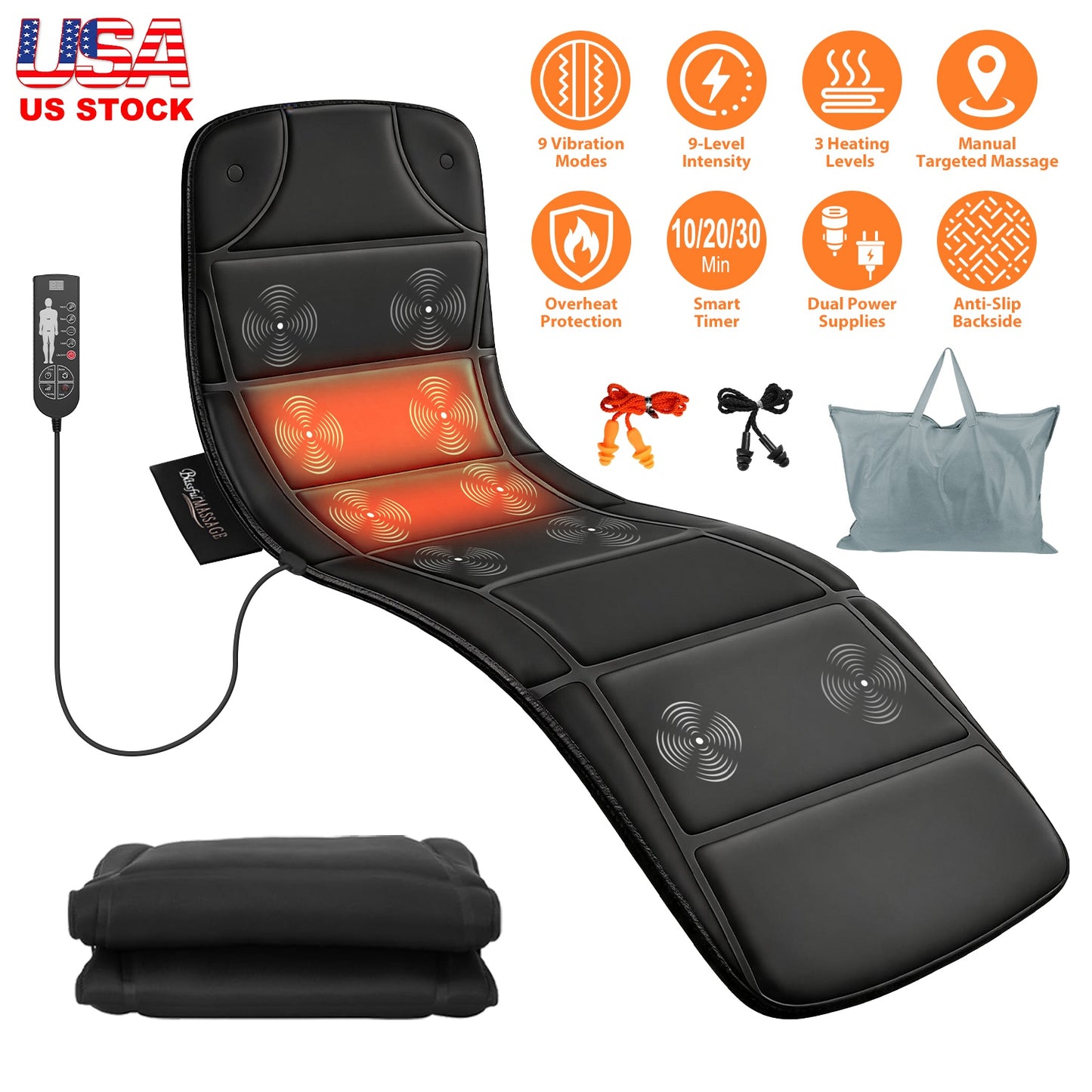 Full Body Vibration Massage Mat with Heat & 10 Motors