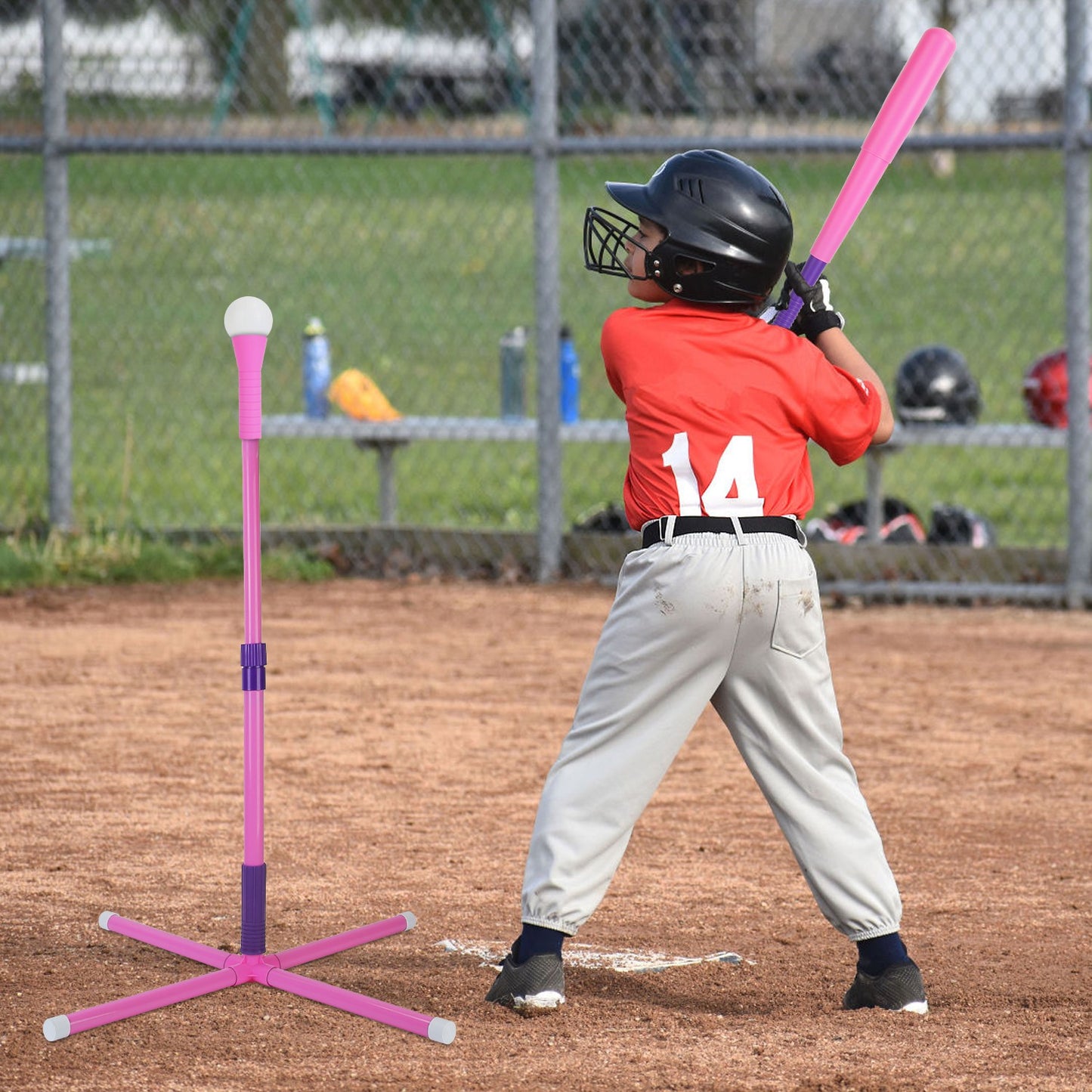 3-in-1 Baseball Toy Set with Adjustable Tee & Launcher