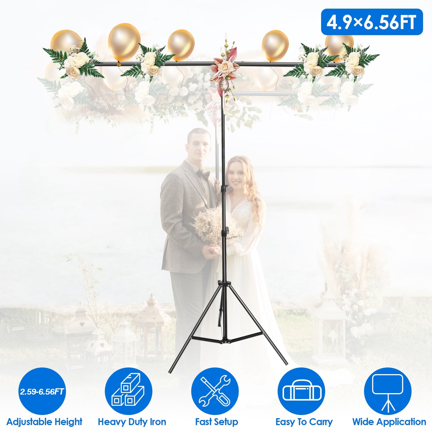 T-Shape Backdrop Stand 5x6.5ft Adjustable Photography Kit