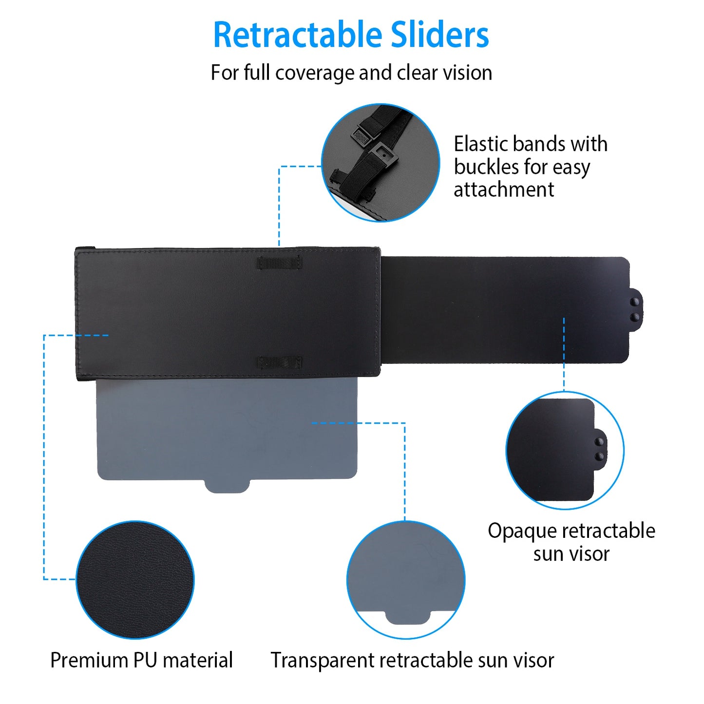 Car Sun Visor Extender with Dual Retractable Sliders