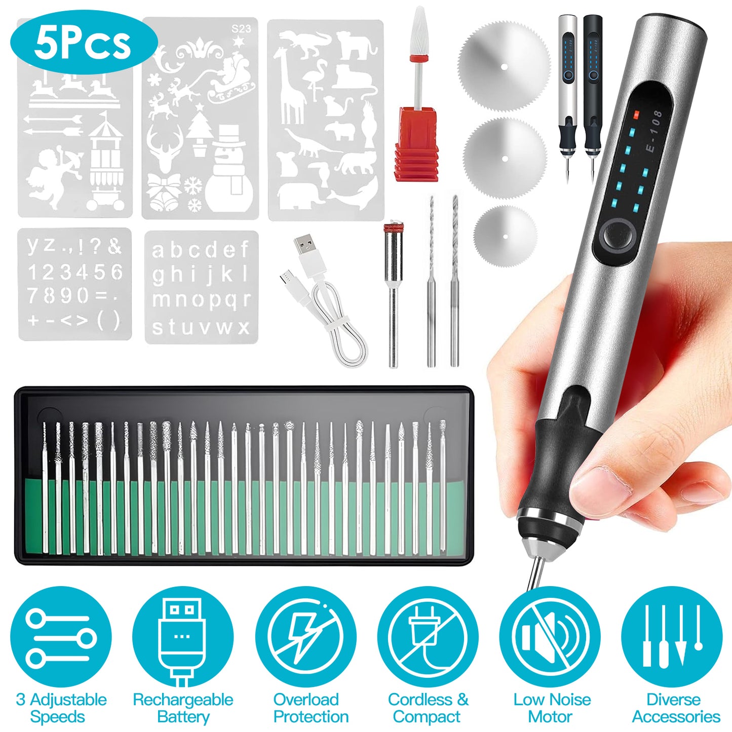 Electric Engraving Pen with 33 Bits & 3 Speed Settings