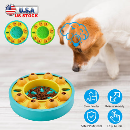 Dog Puzzle Feeder Slow Feed Bowl with Rotating Granaries