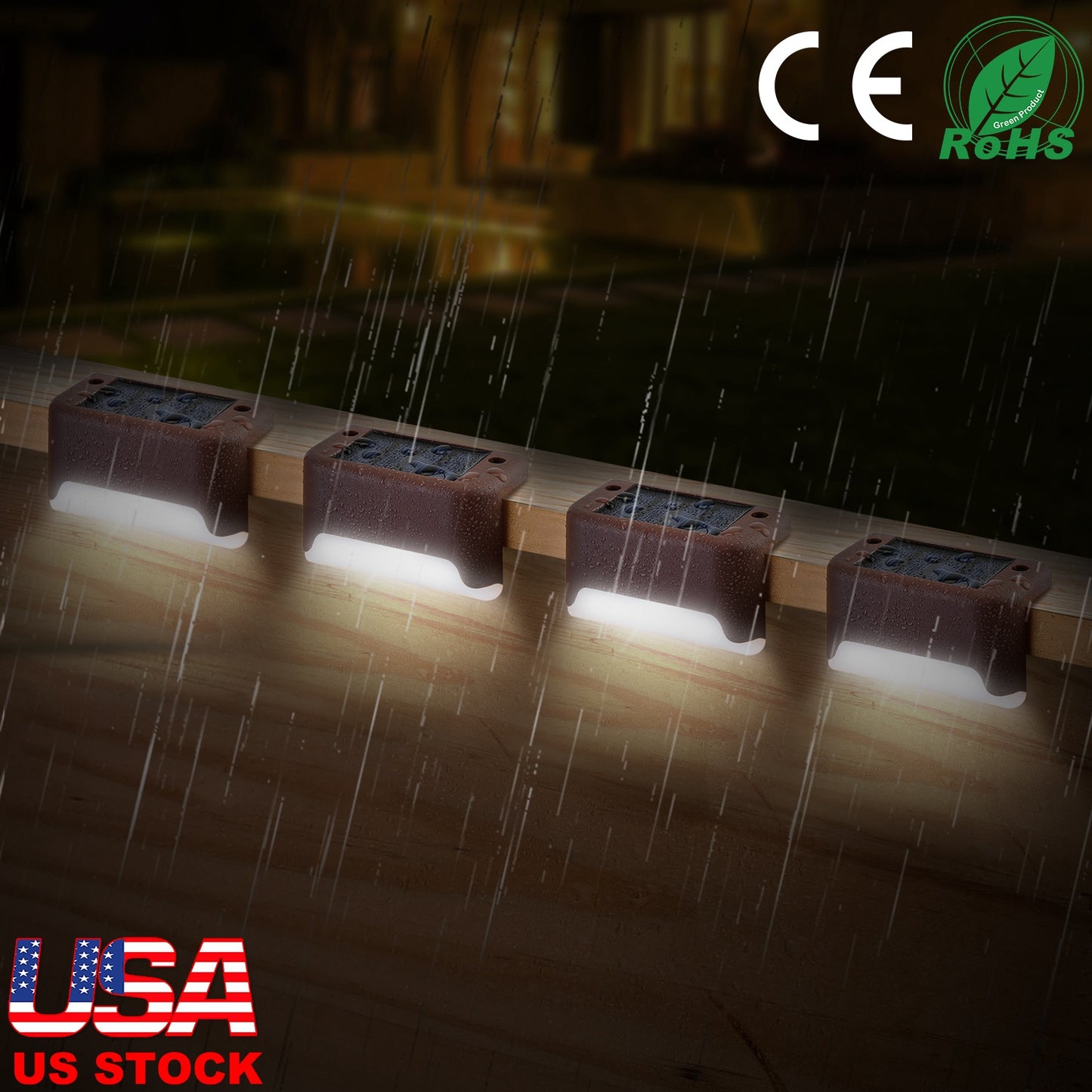 Solar Powered LED Step Lights 4-Pack with Dusk to Dawn Sensor