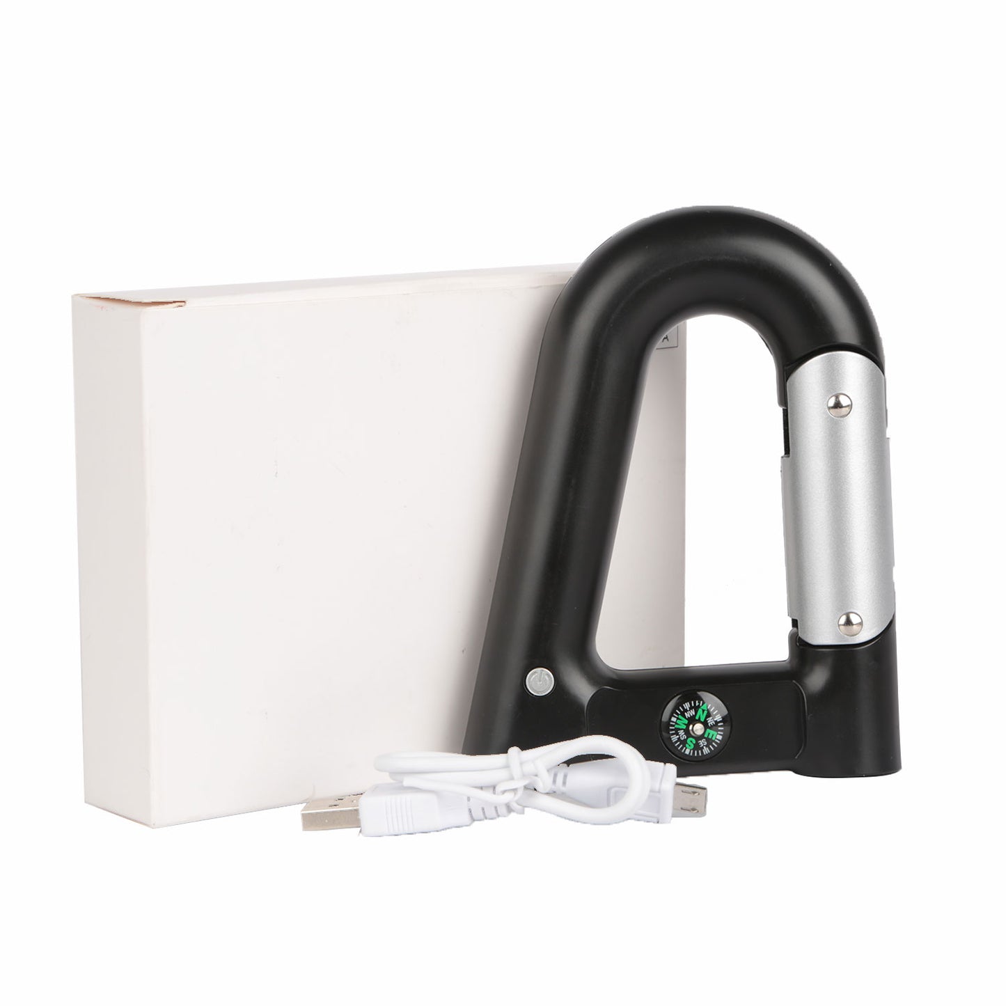 Carabiner Power Bank 2200mAh with LED Flashlight & Compass