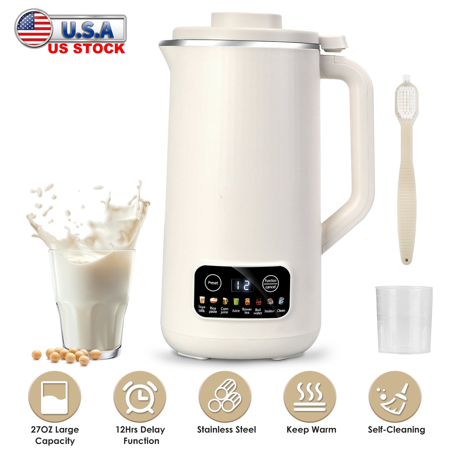Nut Milk Maker 27oz with Delay Timer & Self-Cleaning