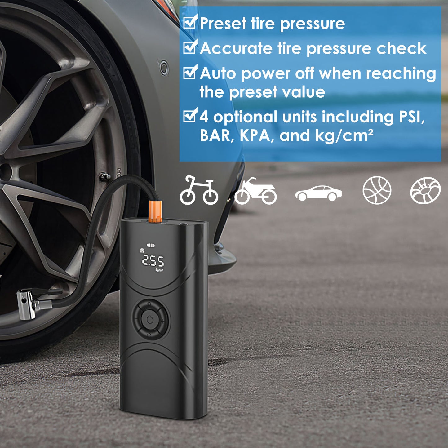 Portable Tire Inflator 150 PSI Wireless Air Compressor 6000mAh