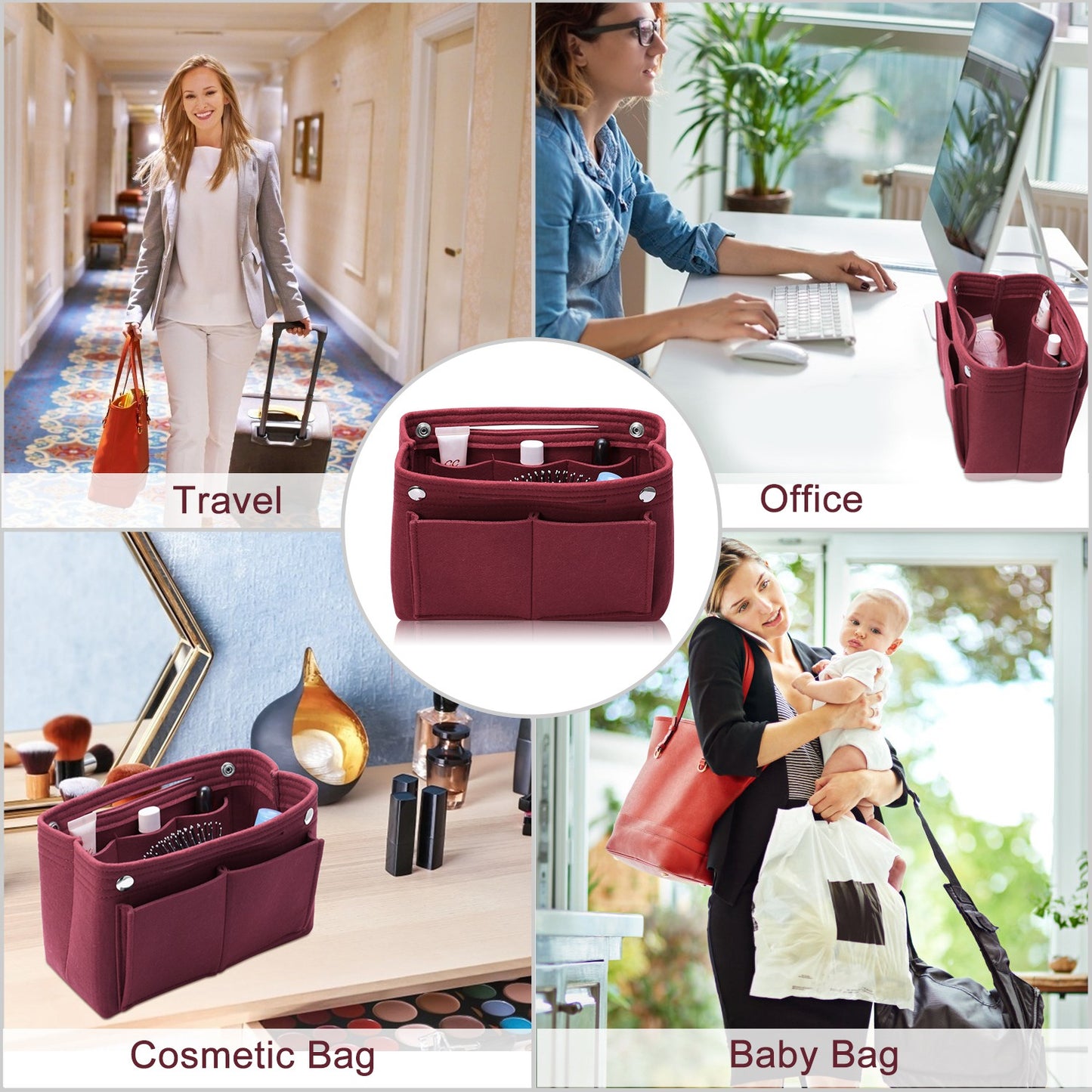 Felt Handbag Insert Organizer Purse