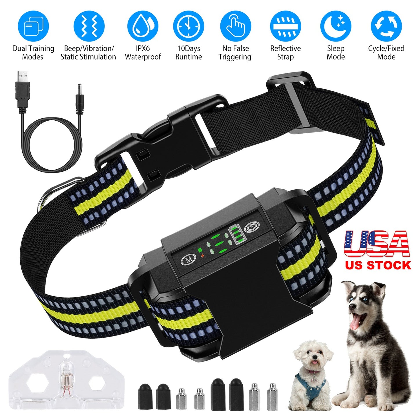 Rechargeable Dog Bark Collar with Smart Detection & 6 Levels
