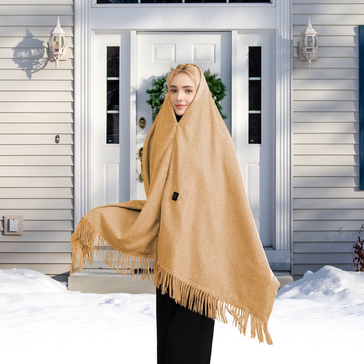 USB Heated Shawl with 3 Heat Levels and Zipper