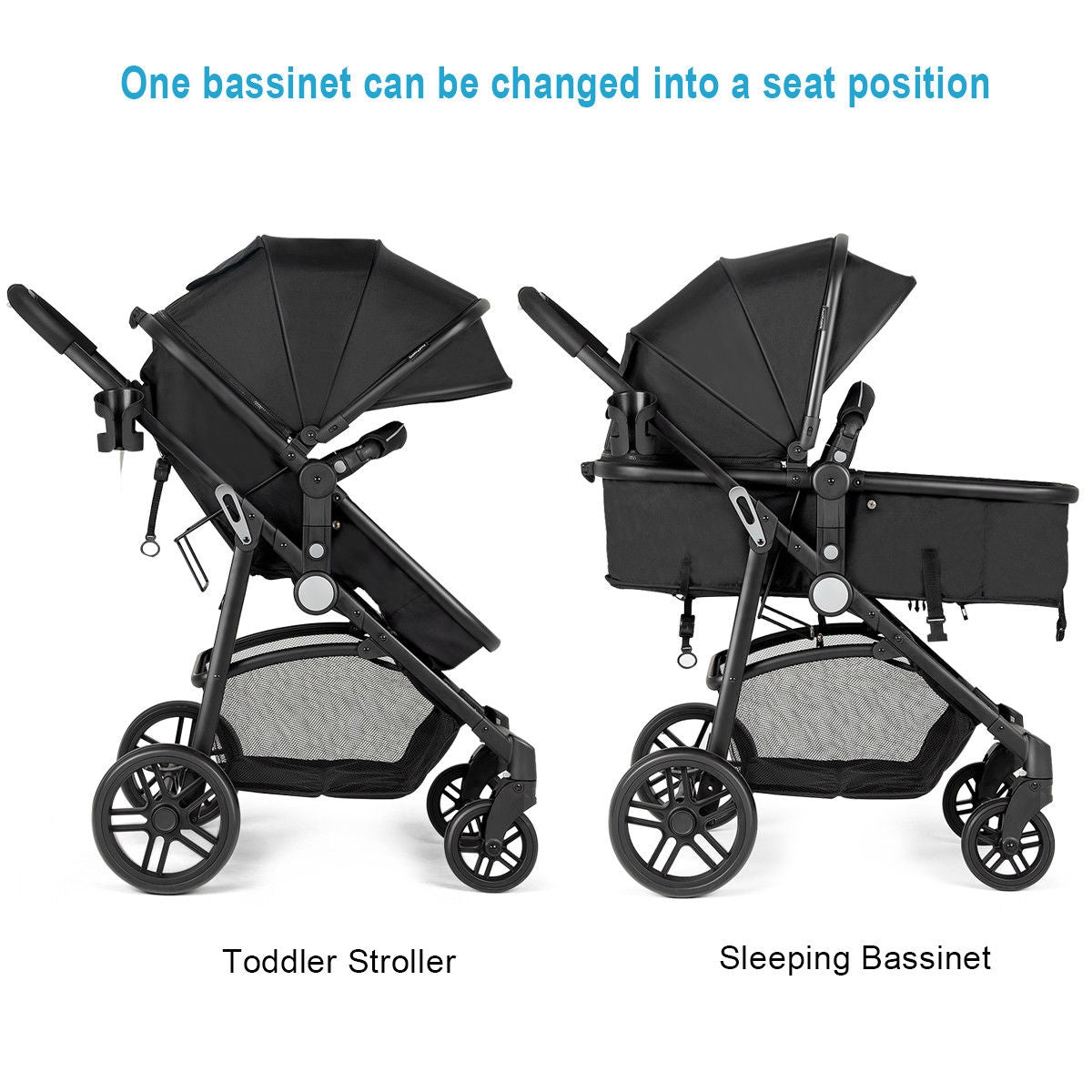 2-in-1 Foldable Baby Stroller with Reversible Seat