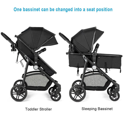 2-in-1 Foldable Baby Stroller with Reversible Seat