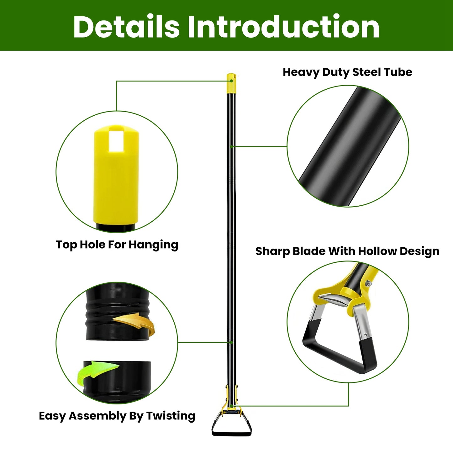 Adjustable Stirrup Hoe 46" Push-Pull Garden Weeder Tool