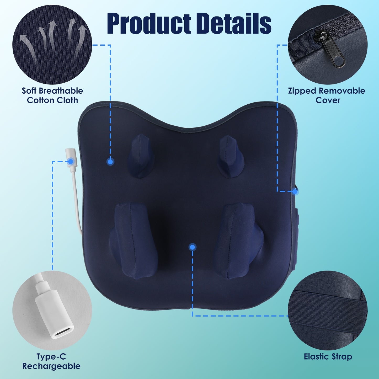 Cordless Neck Massager with Heating and 4D Shiatsu Kneading