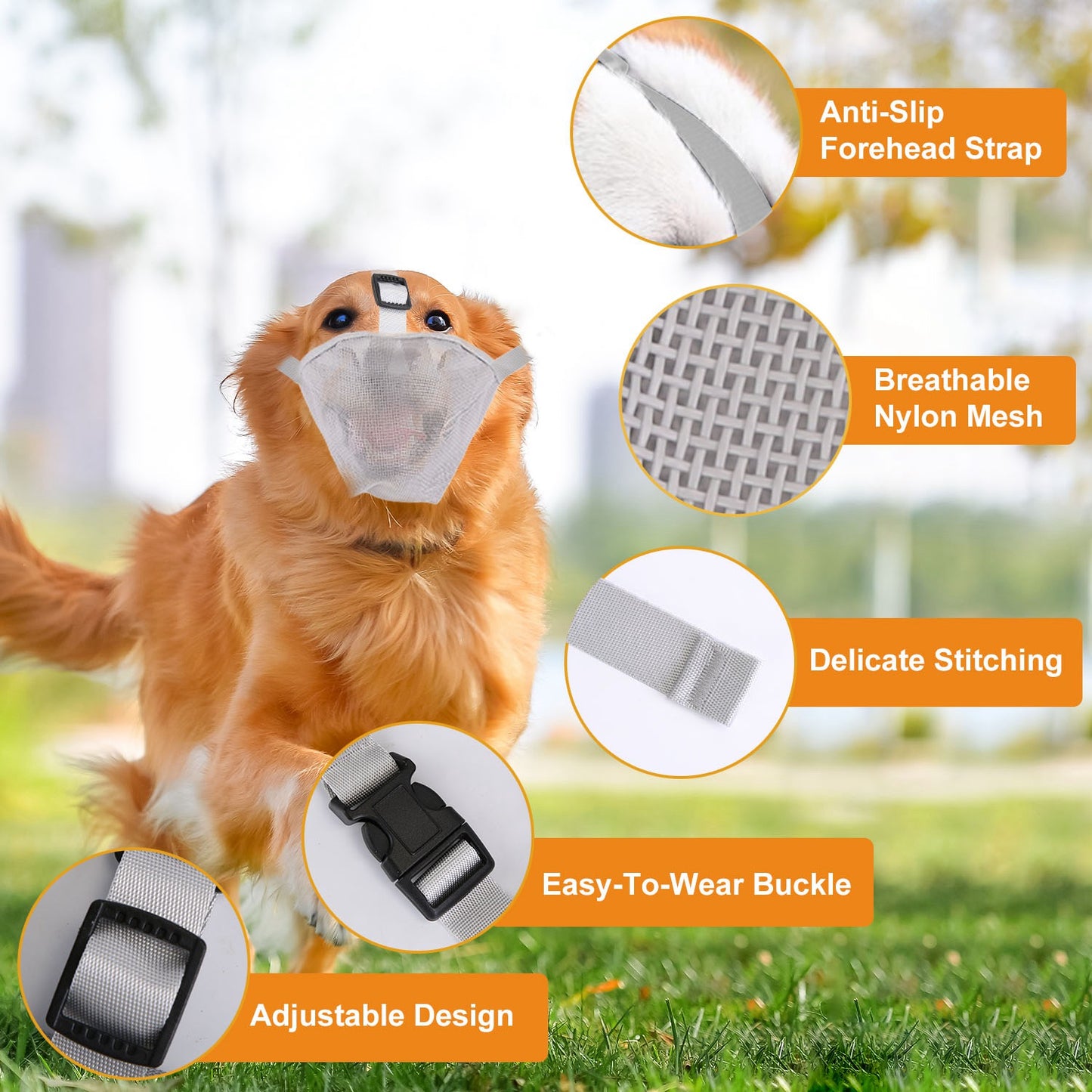 Soft Mesh Dog Muzzle with Adjustable Straps