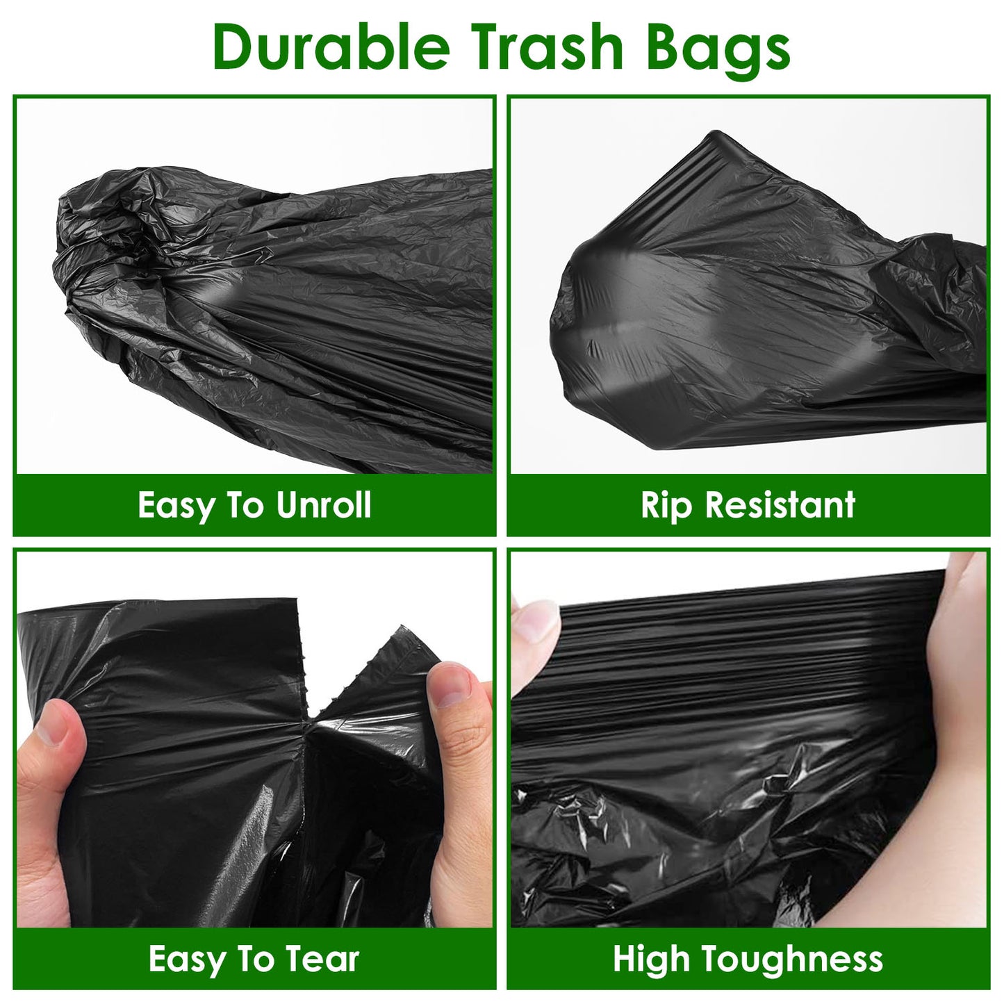 Garbage Bags 5.3 Gallon - 48 Count Black Unscented Trash Liners
