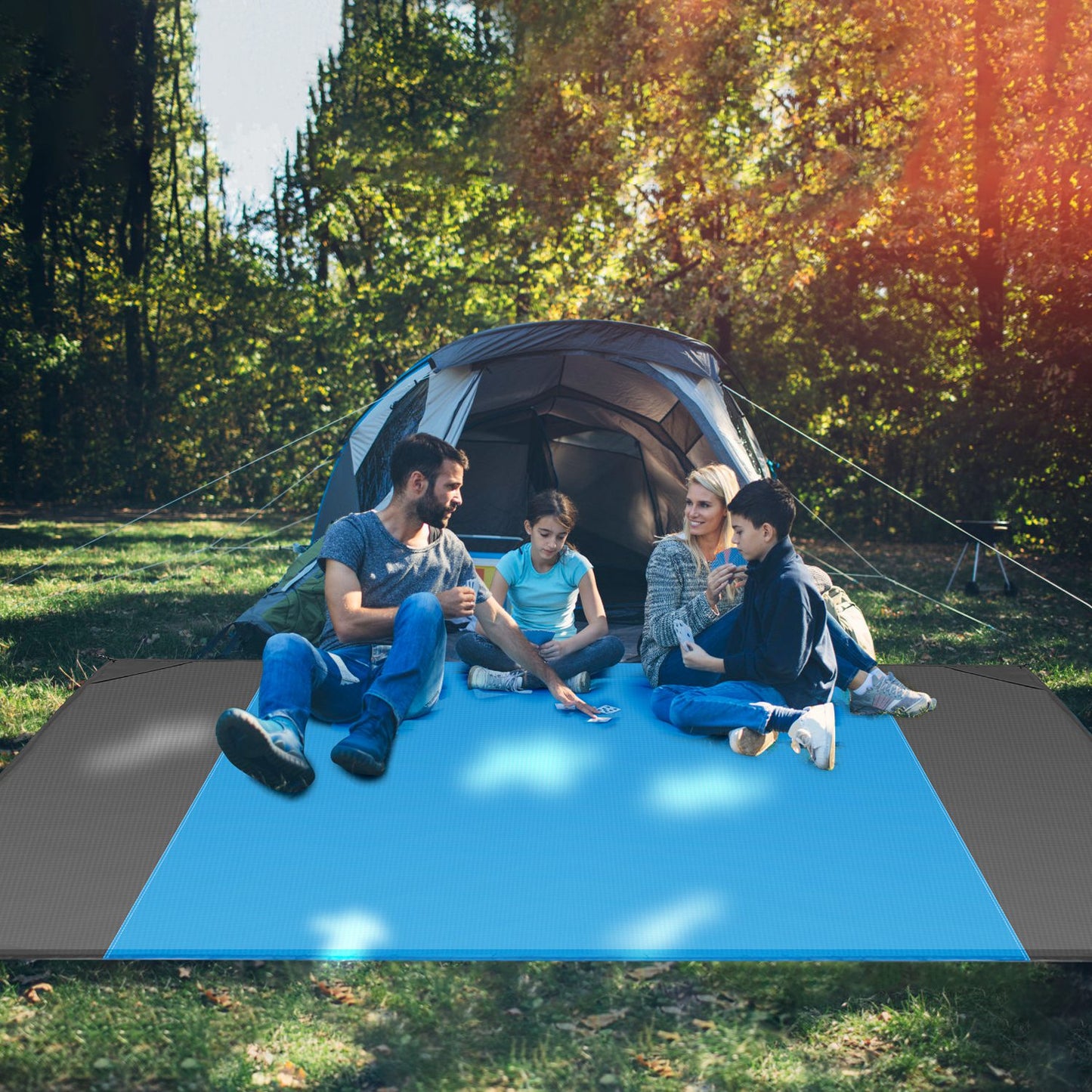 Sand Proof Picnic Blanket with Anchors and Carry Bag