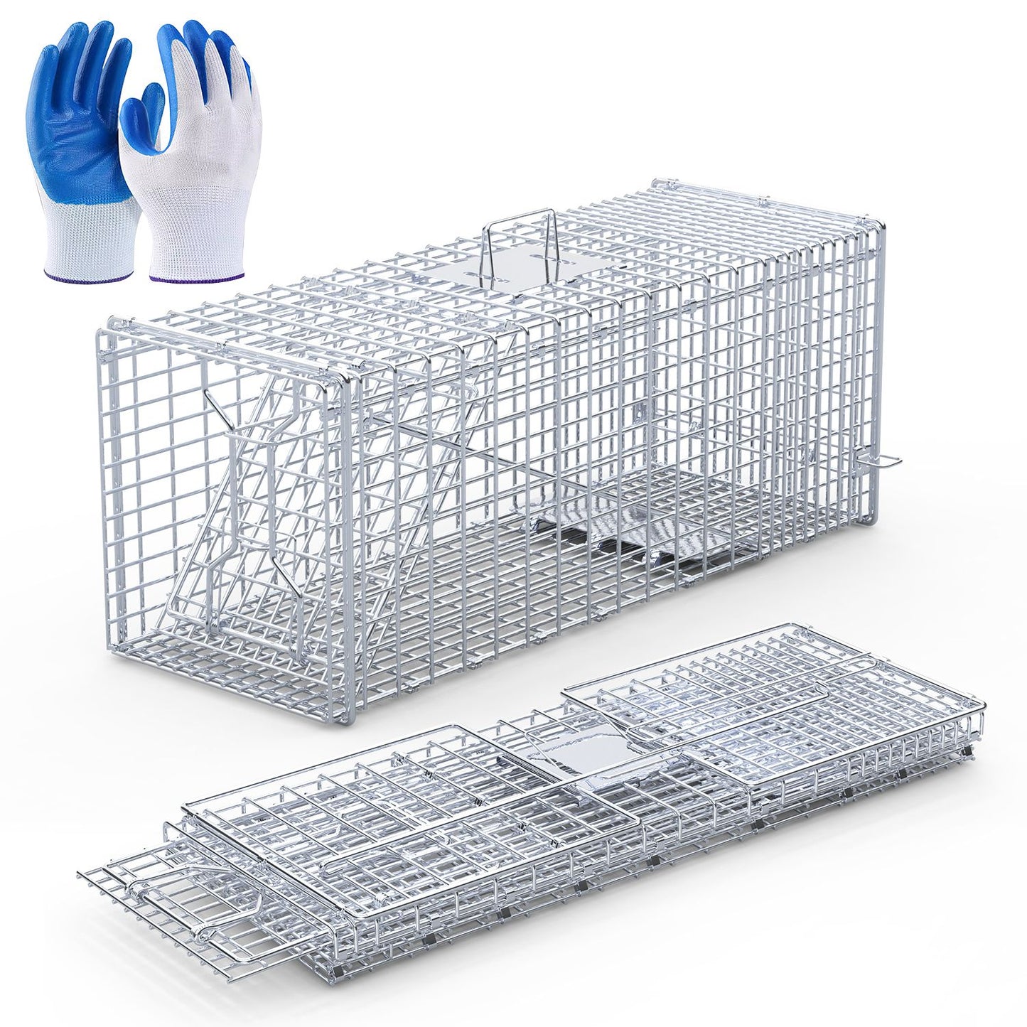 Live Animal Trap Cage 37x14x15in Humane Catch & Release