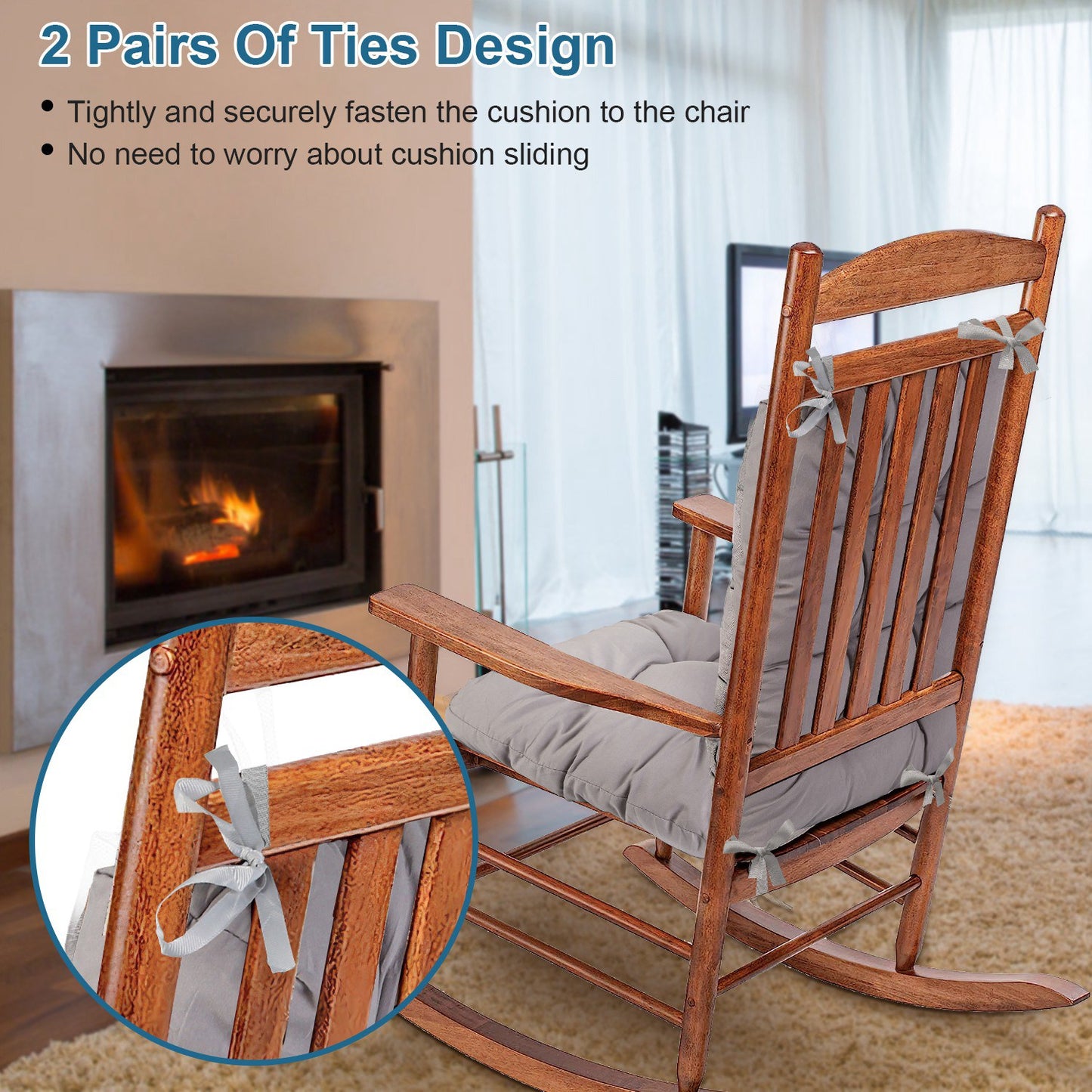 Rocking Chair Cushion Set - Waterproof with Non-Slip Ties