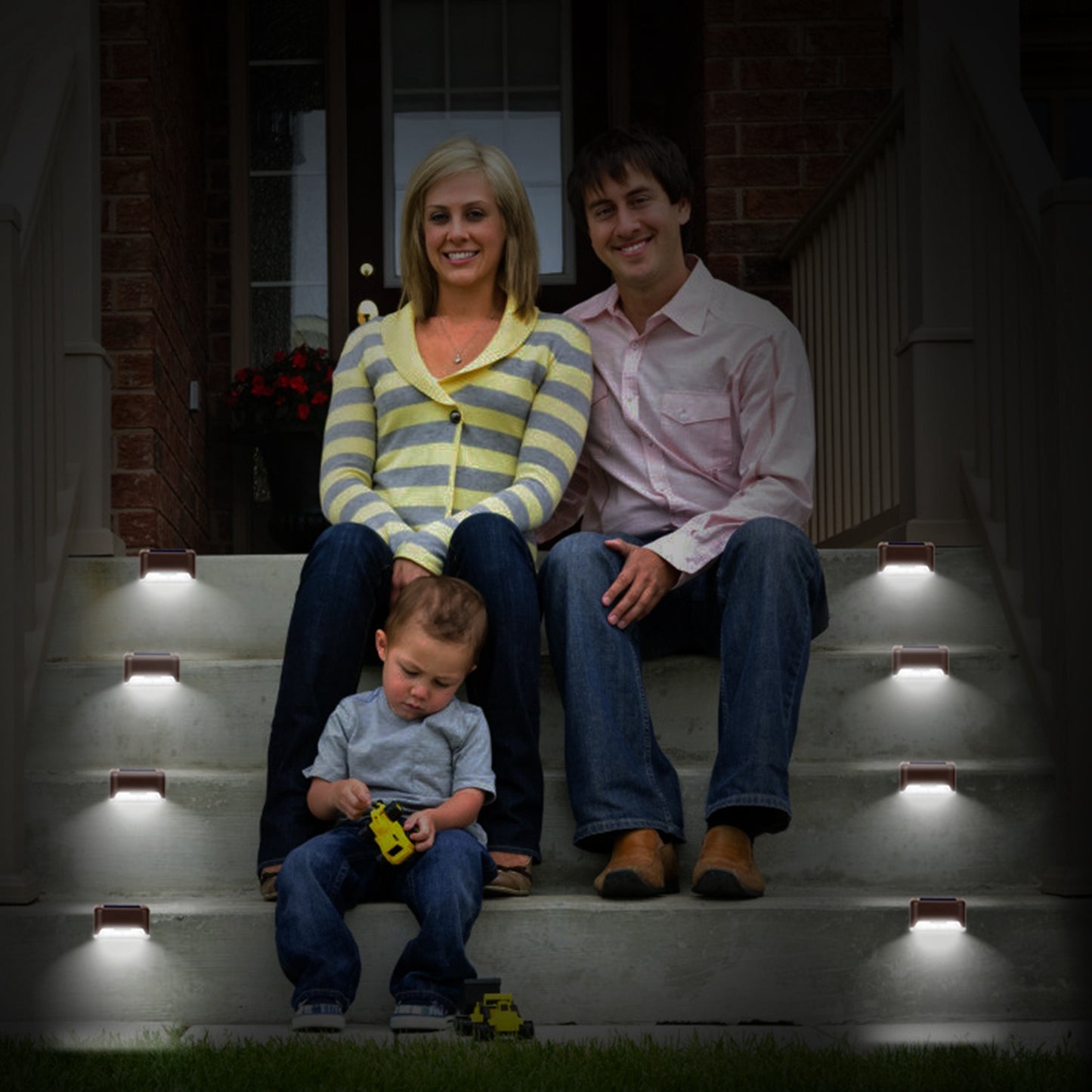 Solar Powered LED Step Lights 4-Pack with Dusk to Dawn Sensor