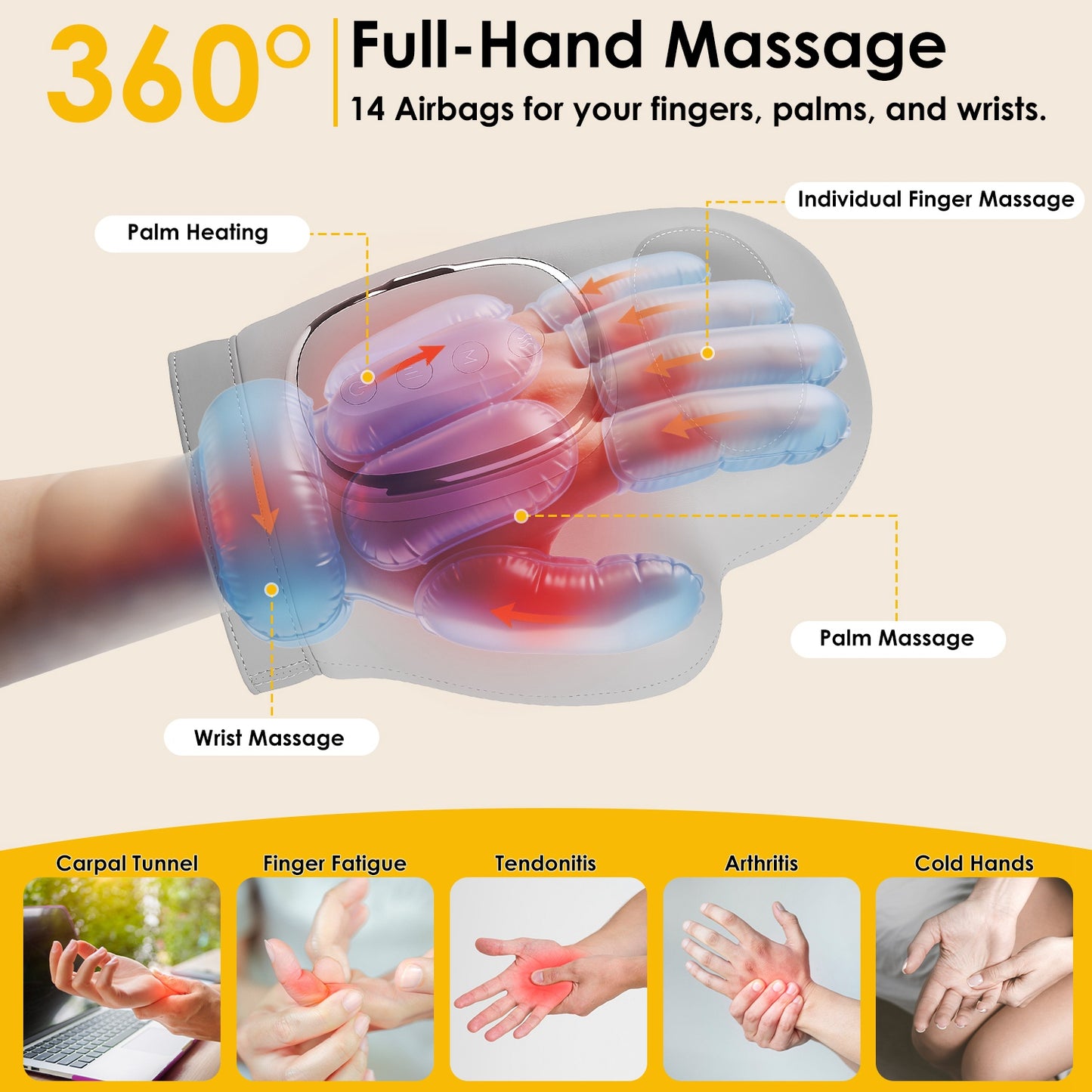 Cordless Hand Massager with Heat & Air Compression