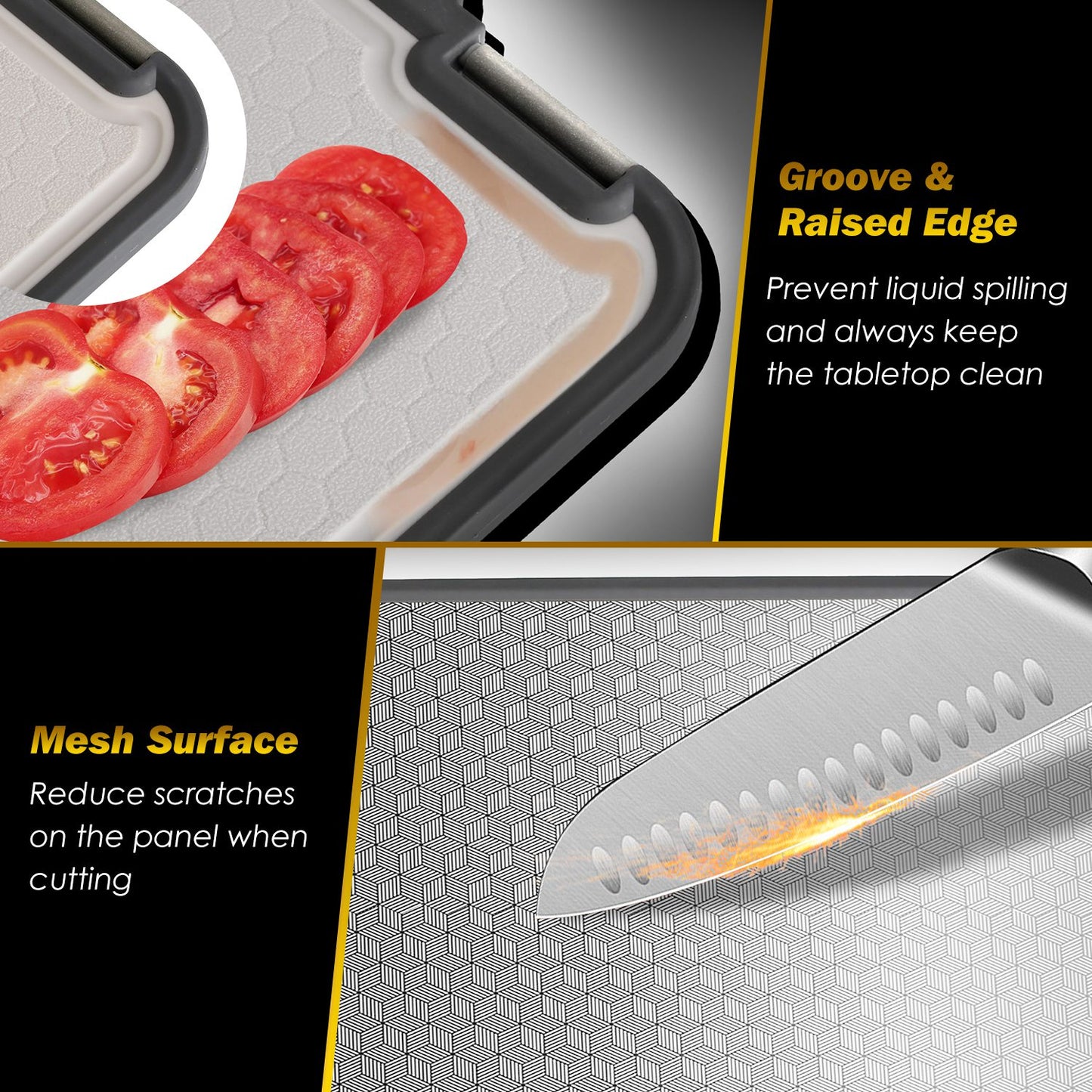 Double Sided Cutting Board with Knife Sharpener - 2 Pack