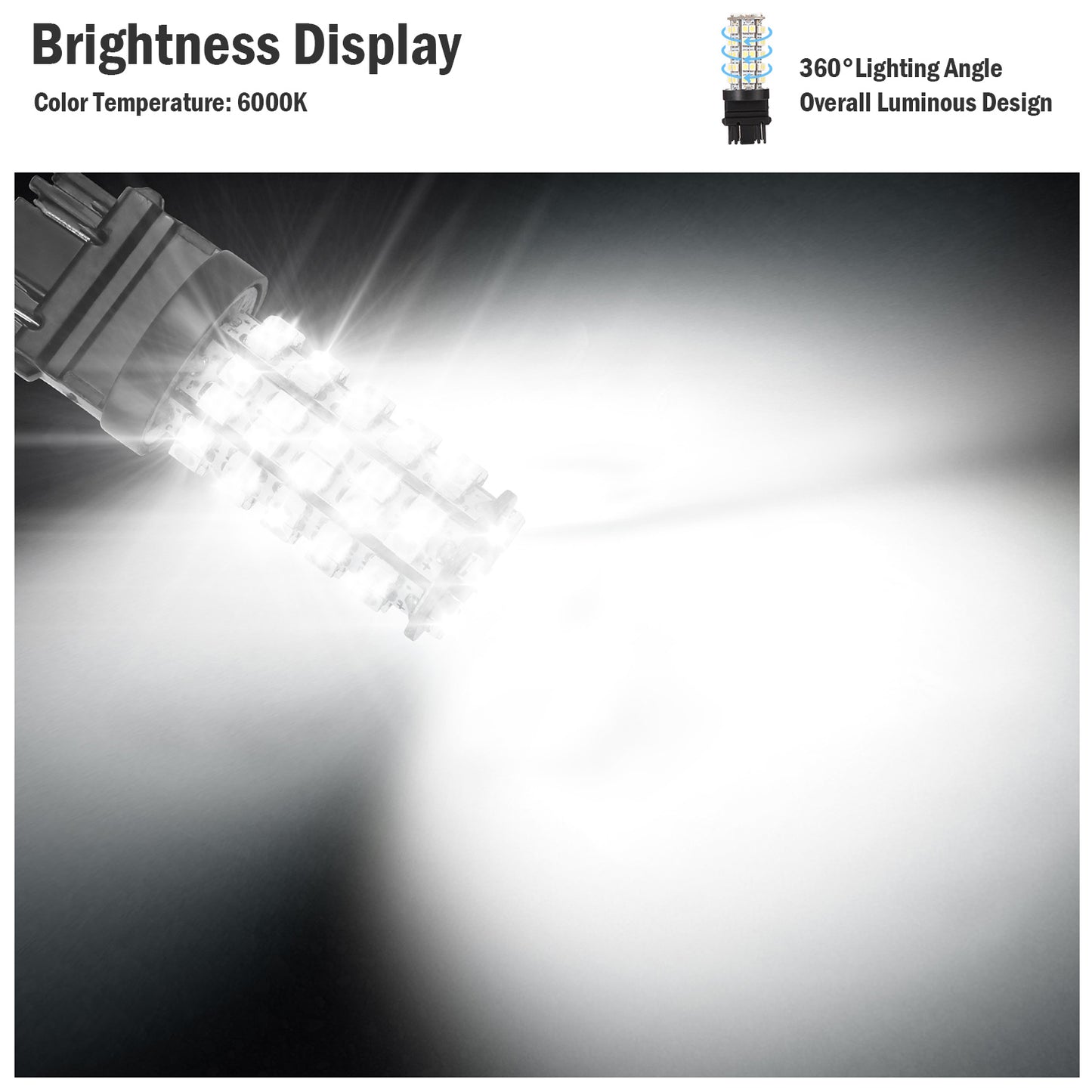 LED Car Light Bulbs 10-Pack 6000K White T25 3528SMD 760lm