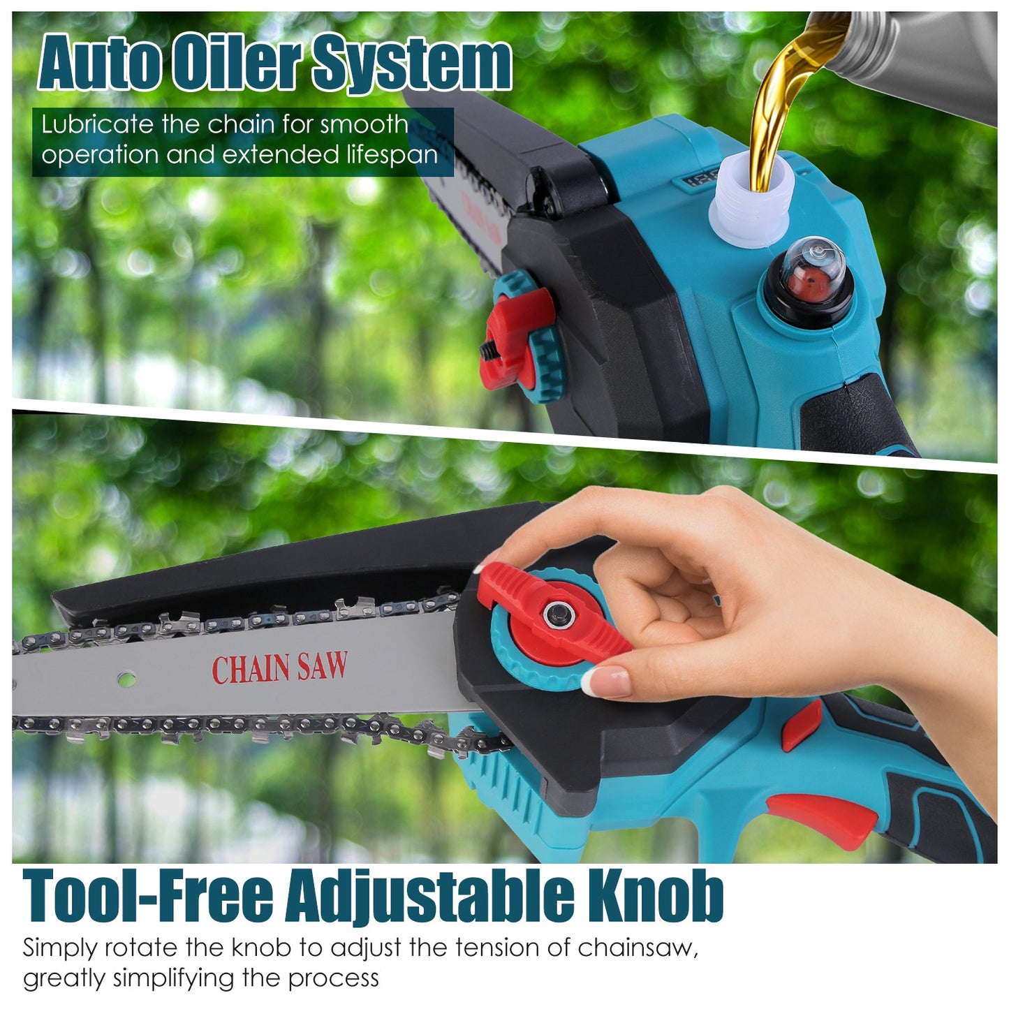Cordless Pole Saw 2-in-1 with Extension Pole 21V Brushless