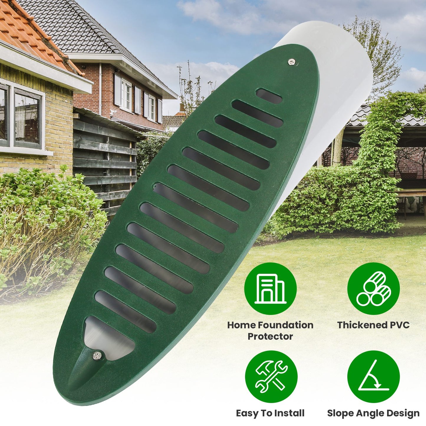 4-Inch Angled Yard Drainage Pipe with Sloped Grate - Green