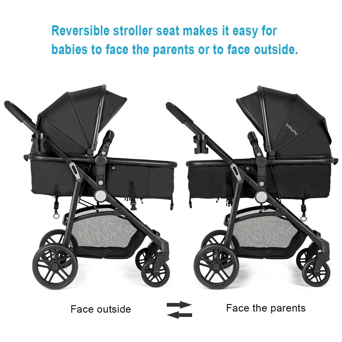 2-in-1 Foldable Baby Stroller with Reversible Seat