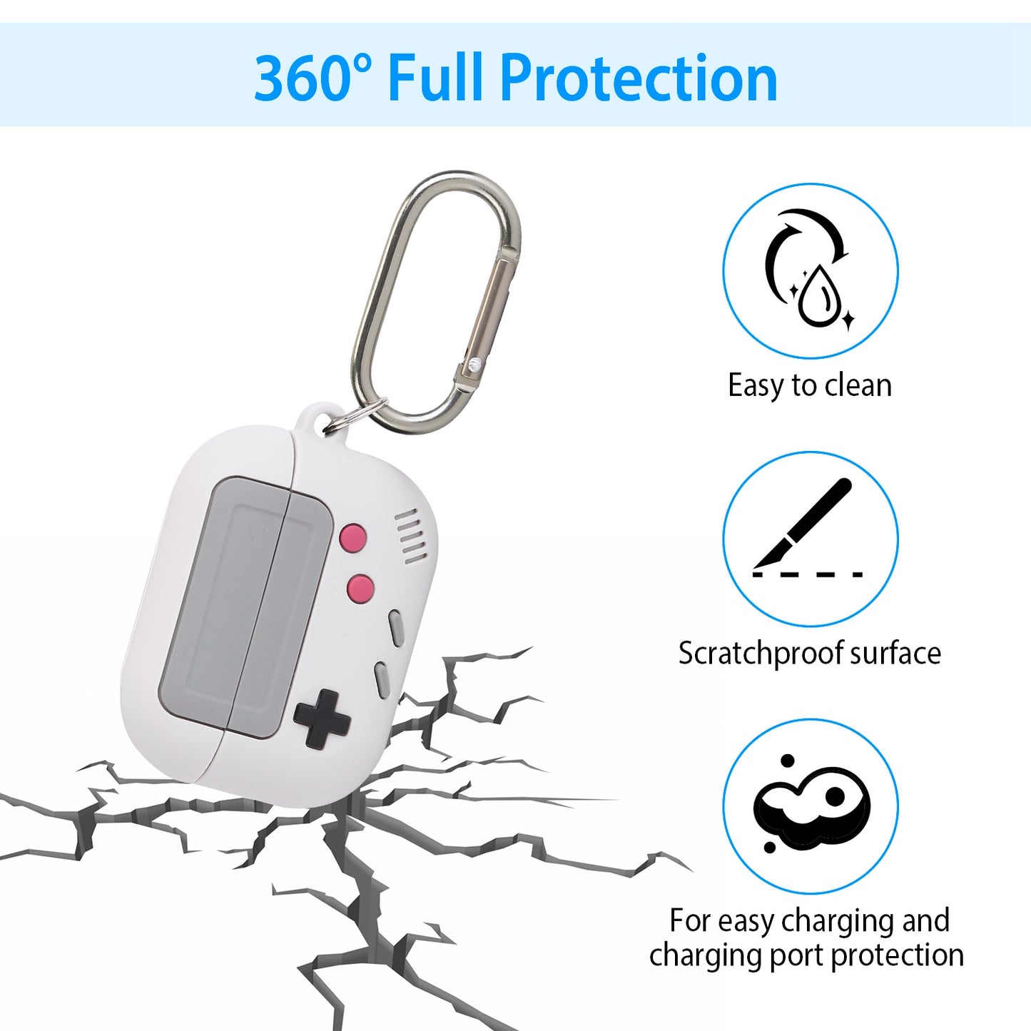 Silicone Case for AirPods Pro with Carabiner Clip