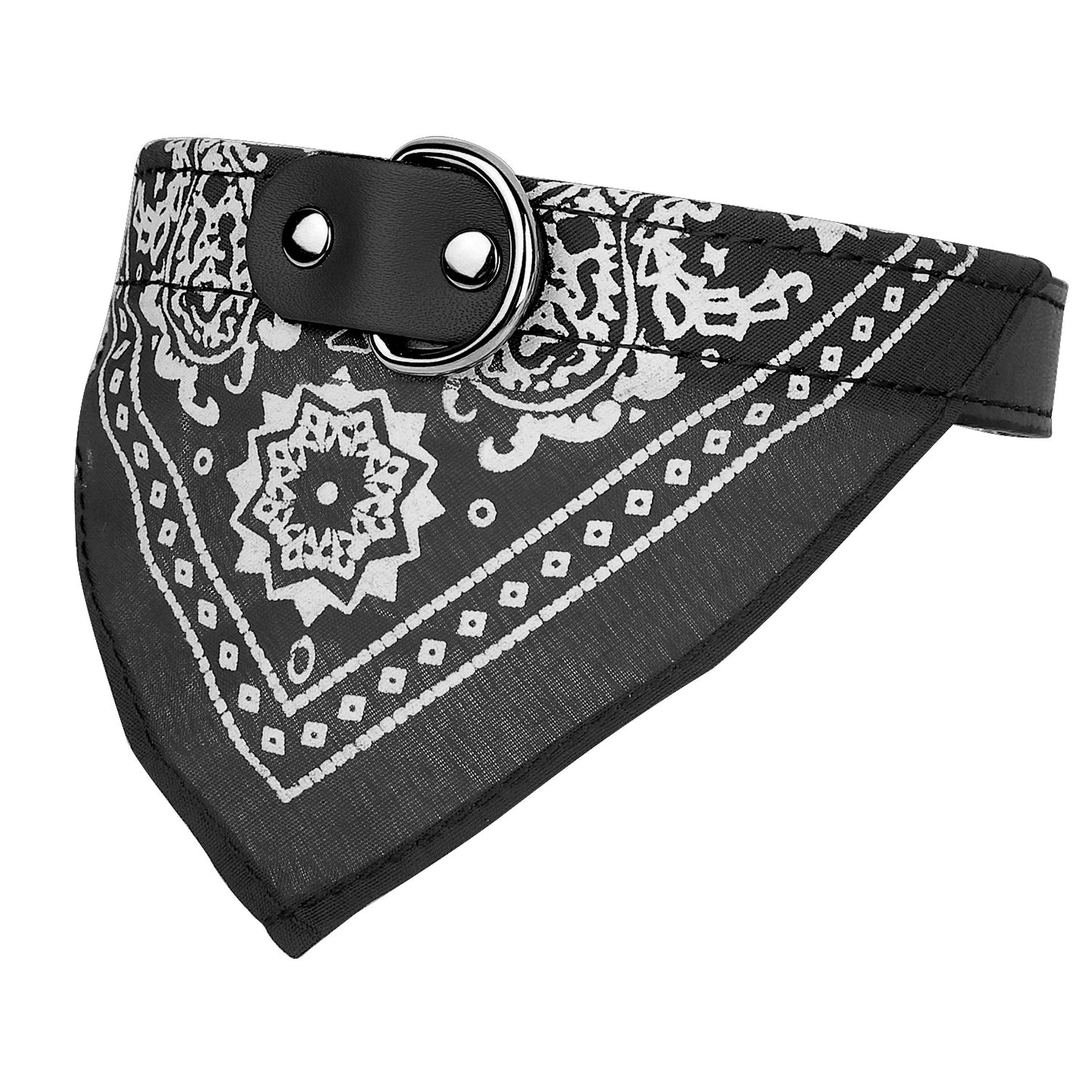 Dog Bandana Collar with Adjustable Leather Strap
