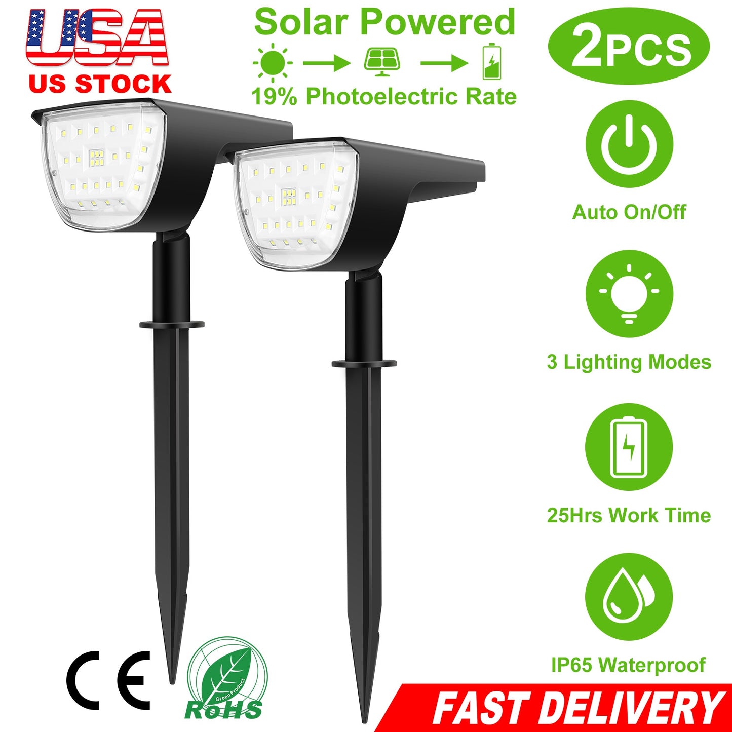 Solar Landscape Spotlight 32 LED Waterproof with 3 Modes
