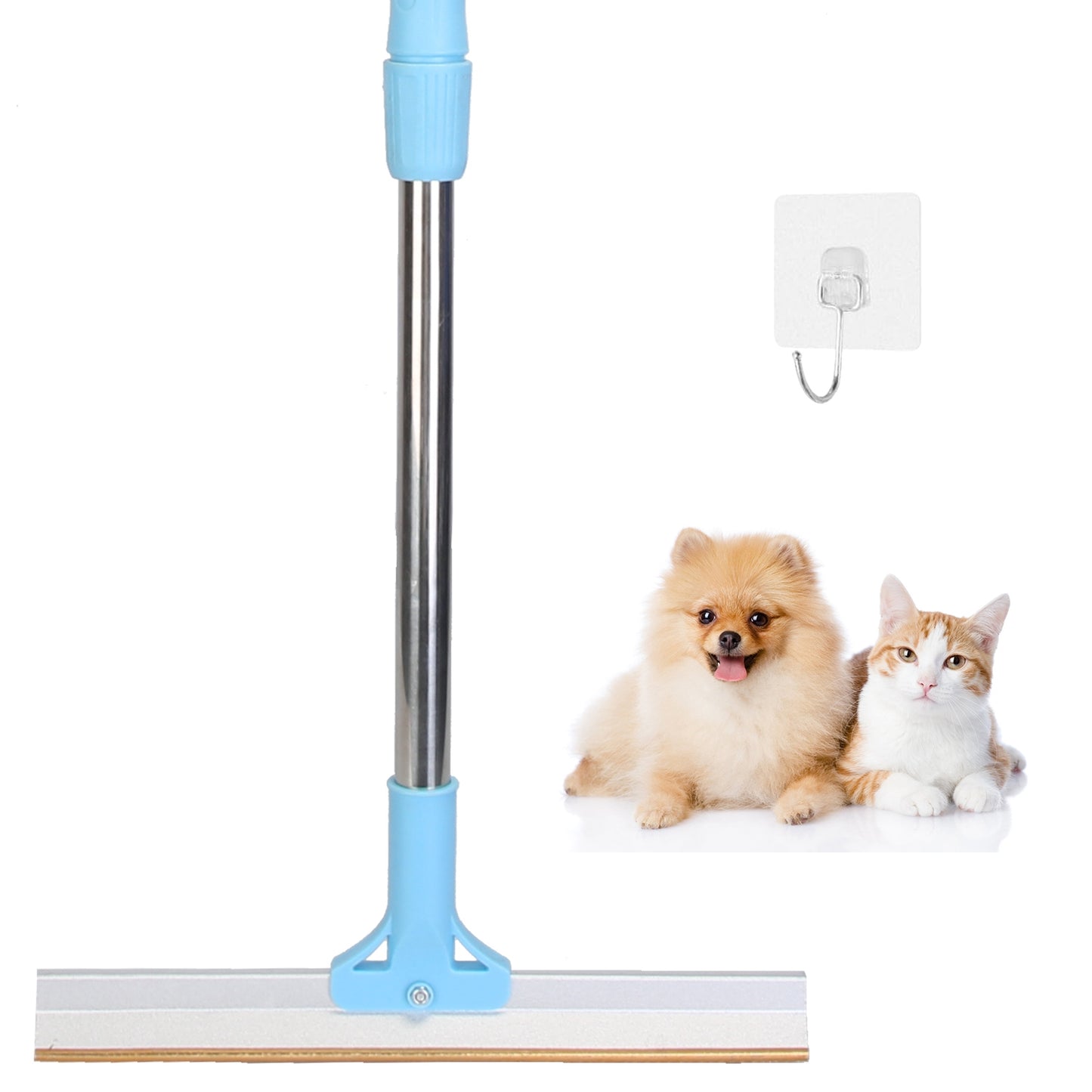 Pet Hair Removal Rake with 54" Adjustable Telescopic Handle