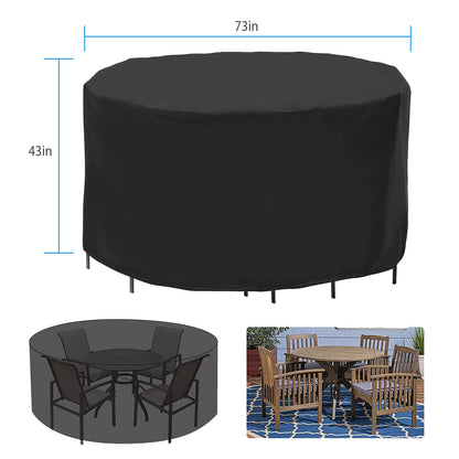 Round Patio Furniture Cover 73x43in - UV & Water Resistant