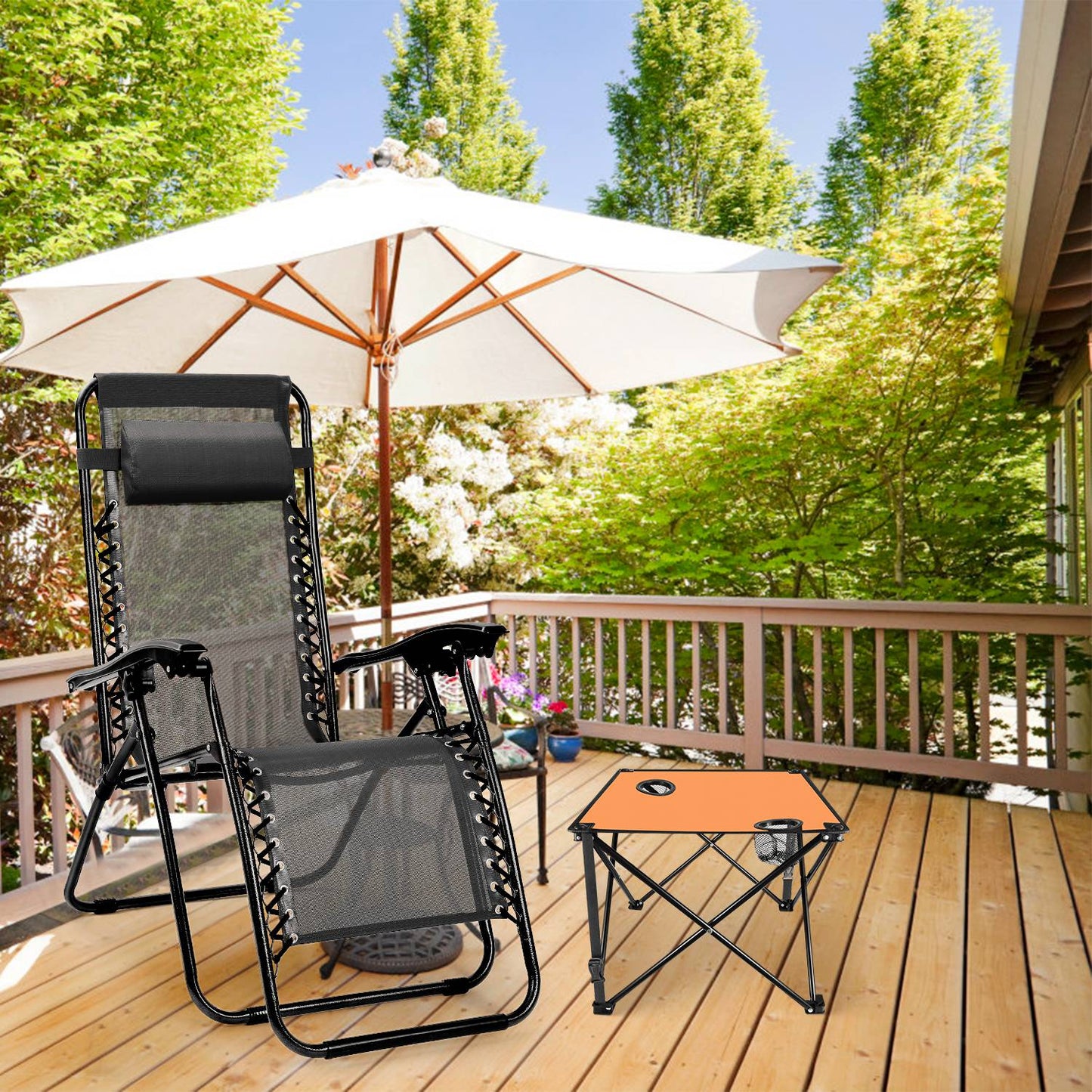 Foldable Camping Table with Cup Holders & Carry Bag (2-Pack)