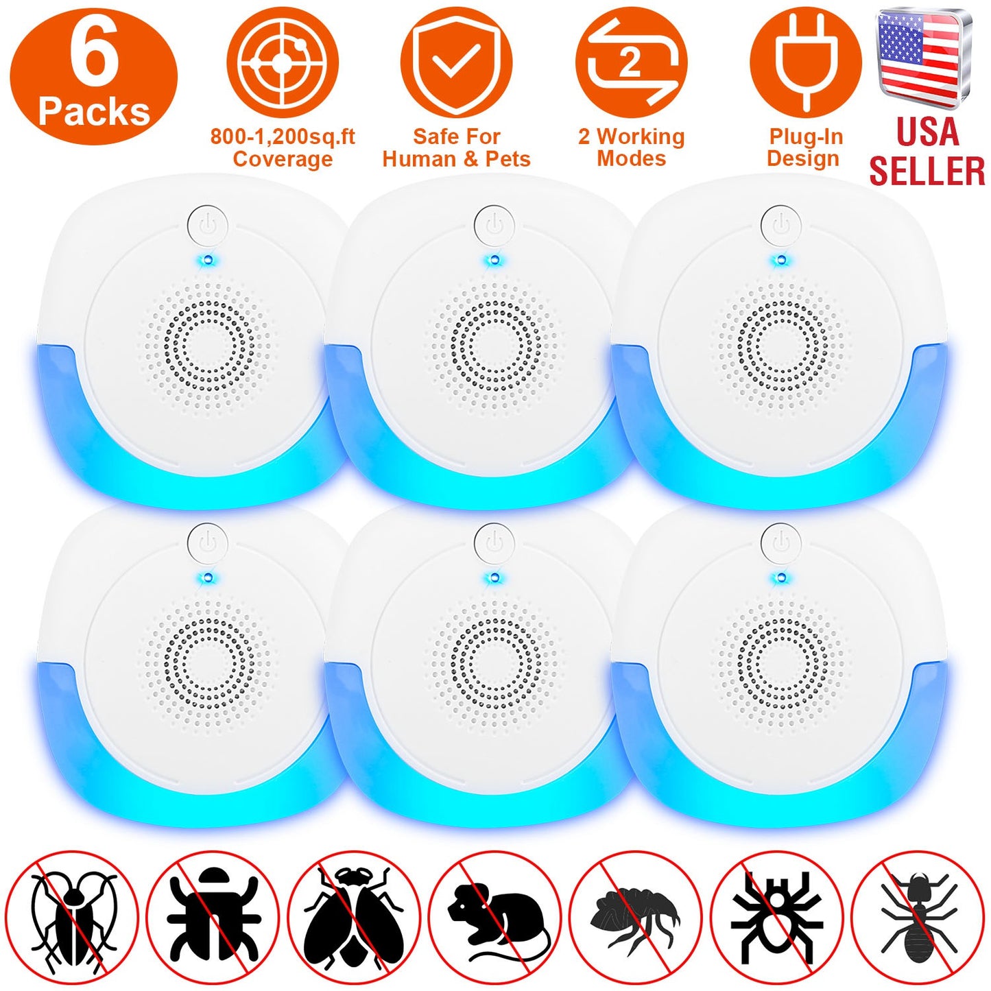 Ultrasonic Pest Repeller 6-Pack Plug-In Indoor Mouse Deterrent