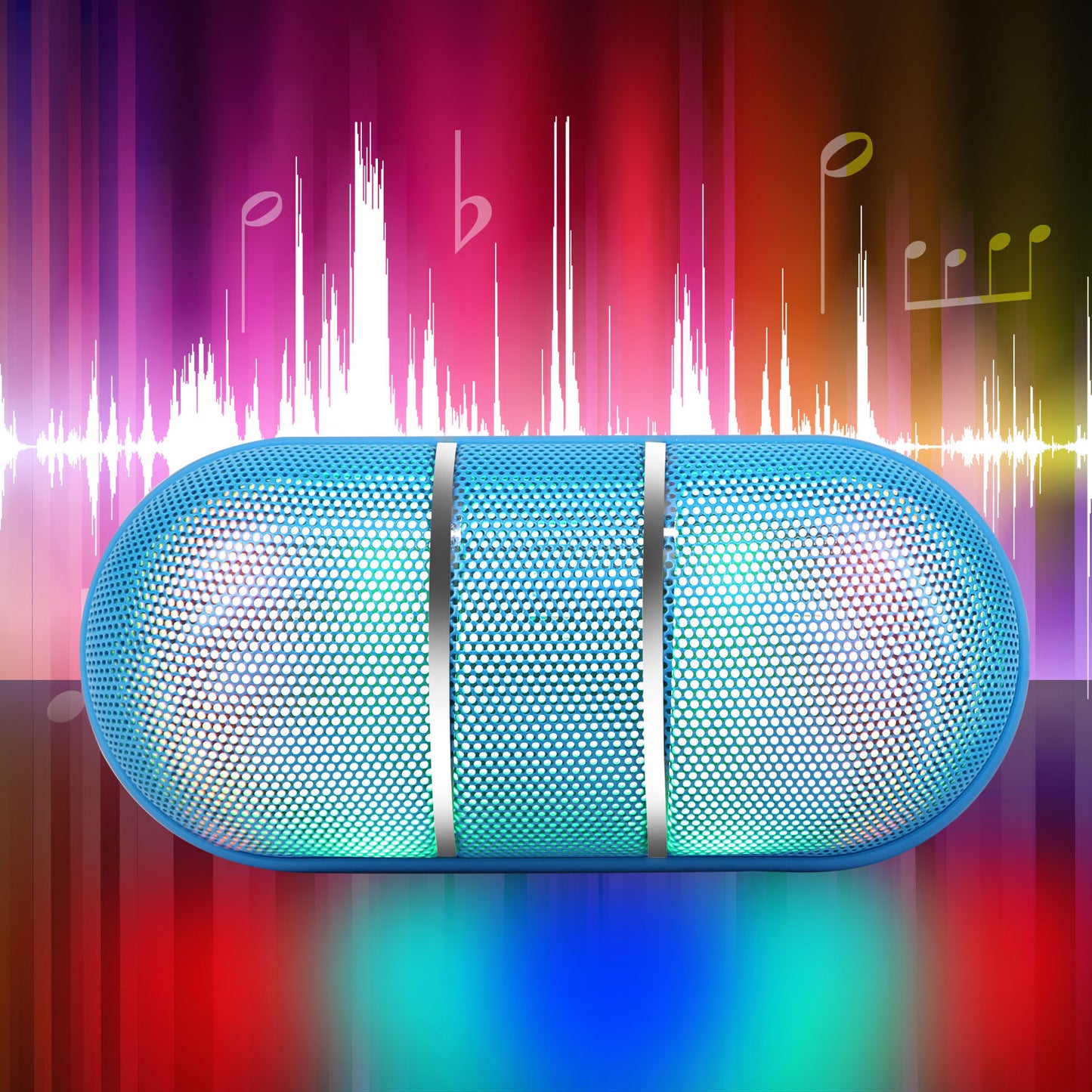 Portable Wireless Speaker with Rainbow LED Lights