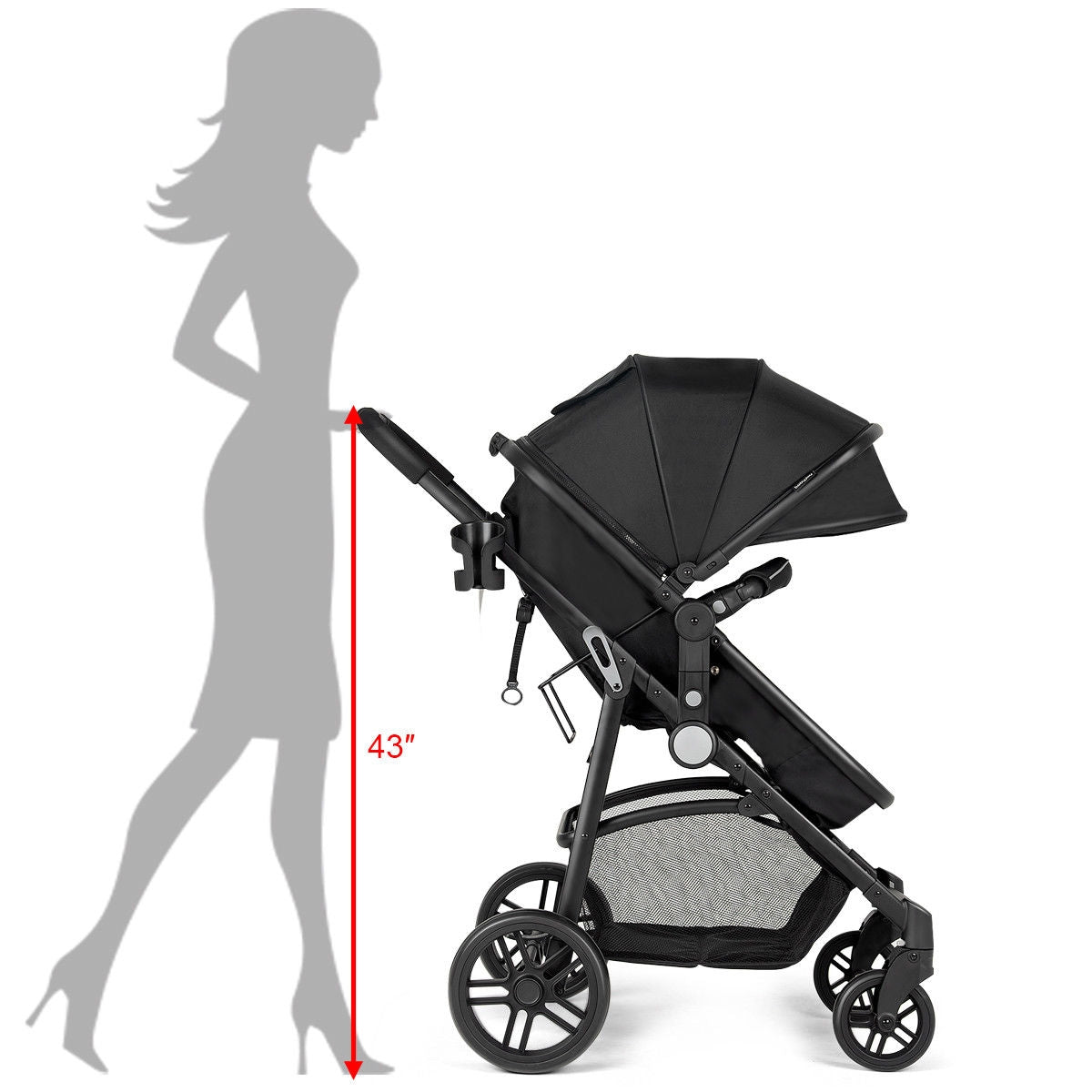 2-in-1 Foldable Baby Stroller with Reversible Seat