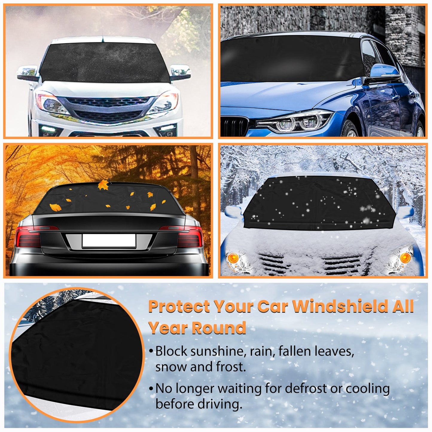 Magnetic Car Windshield Cover Set - Front & Rear All-Season