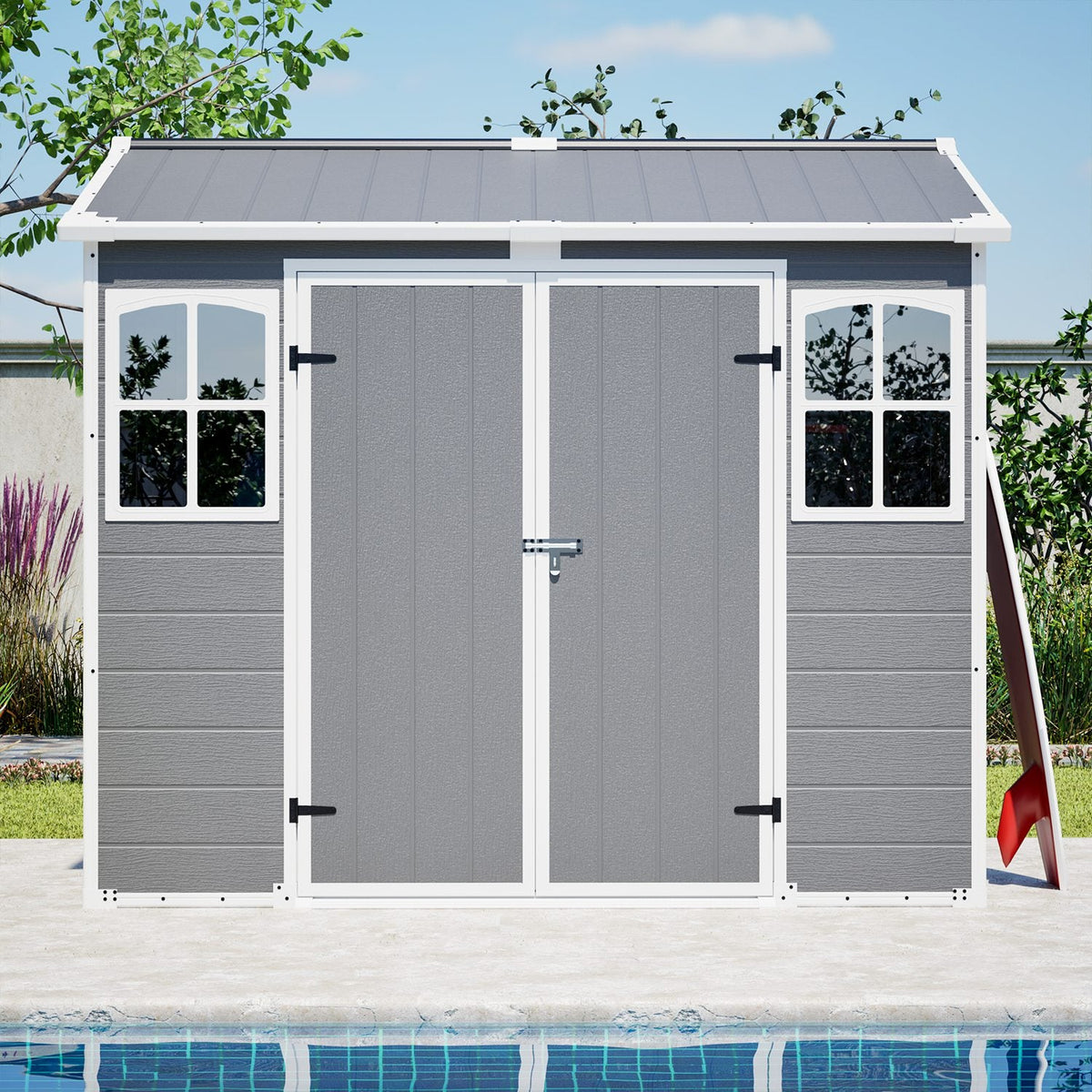 8x6 FT Resin Outdoor Storage Shed with Lockable Door