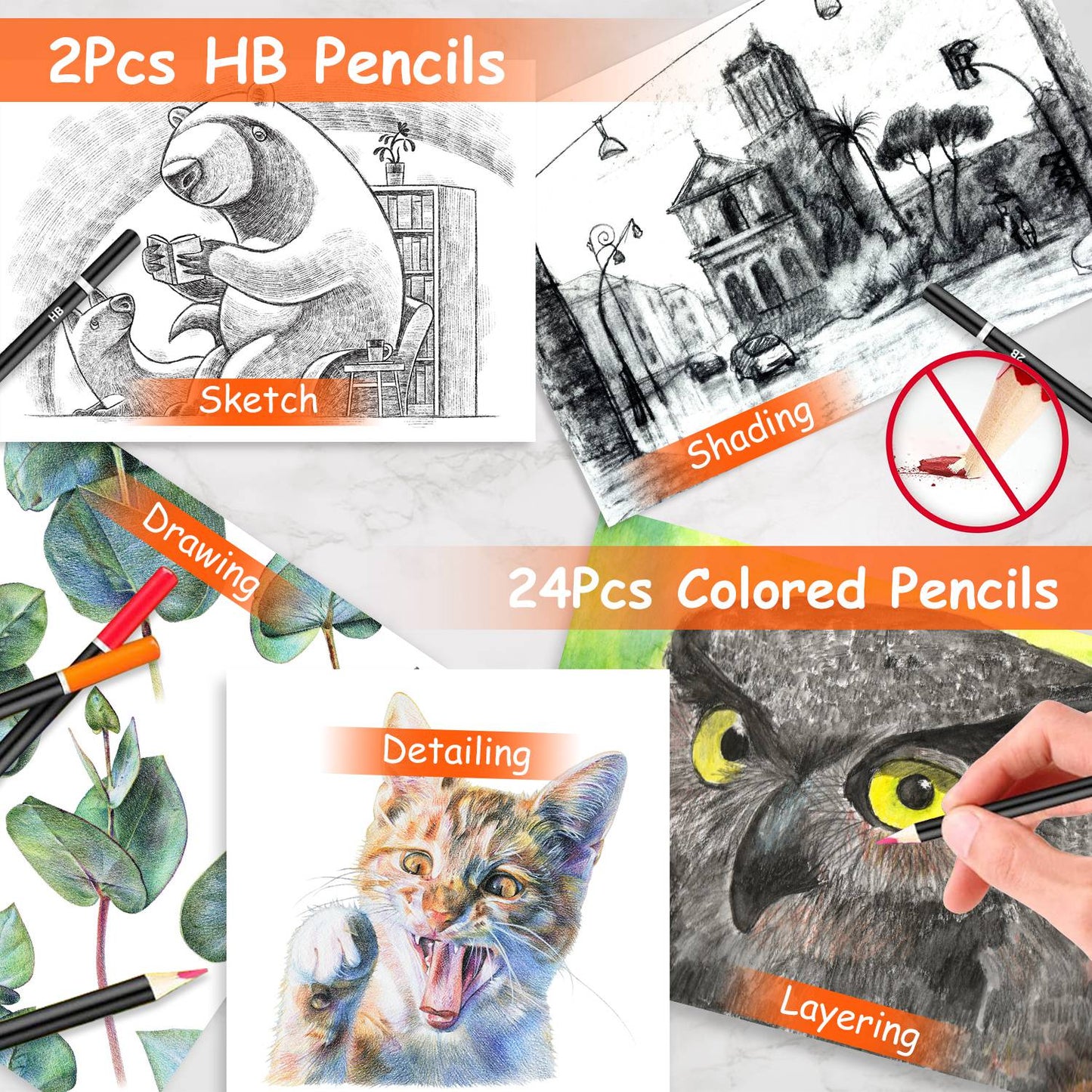 140-Piece Art Supply Set in Wooden Box with Pencils & Paints