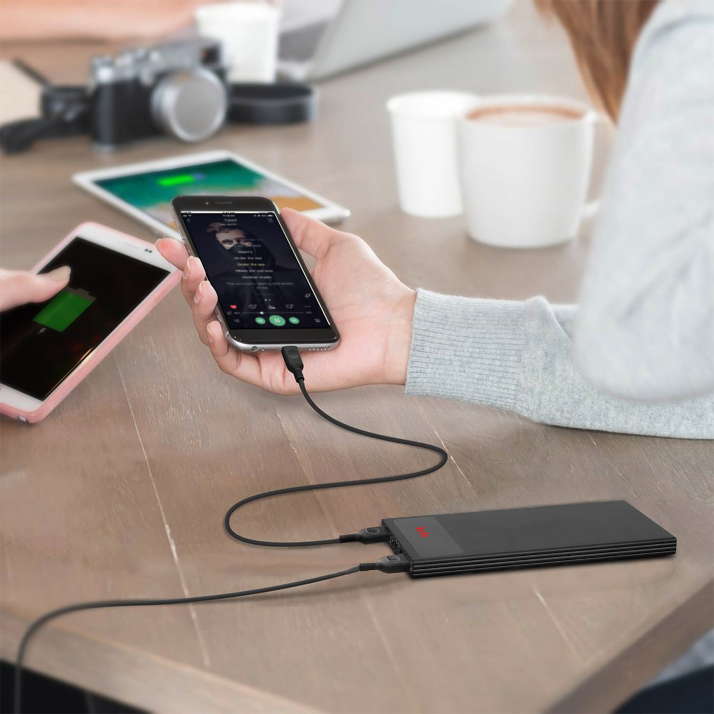 20000mAh Power Bank with Dual USB Ports and LED Flashlight