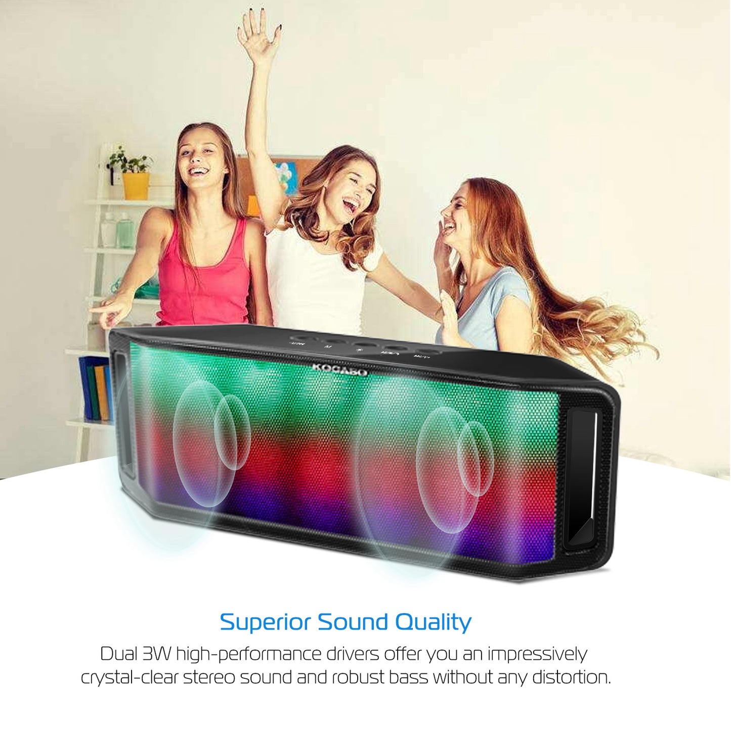 LED Wireless Speaker with Multicolor Lights and FM Radio