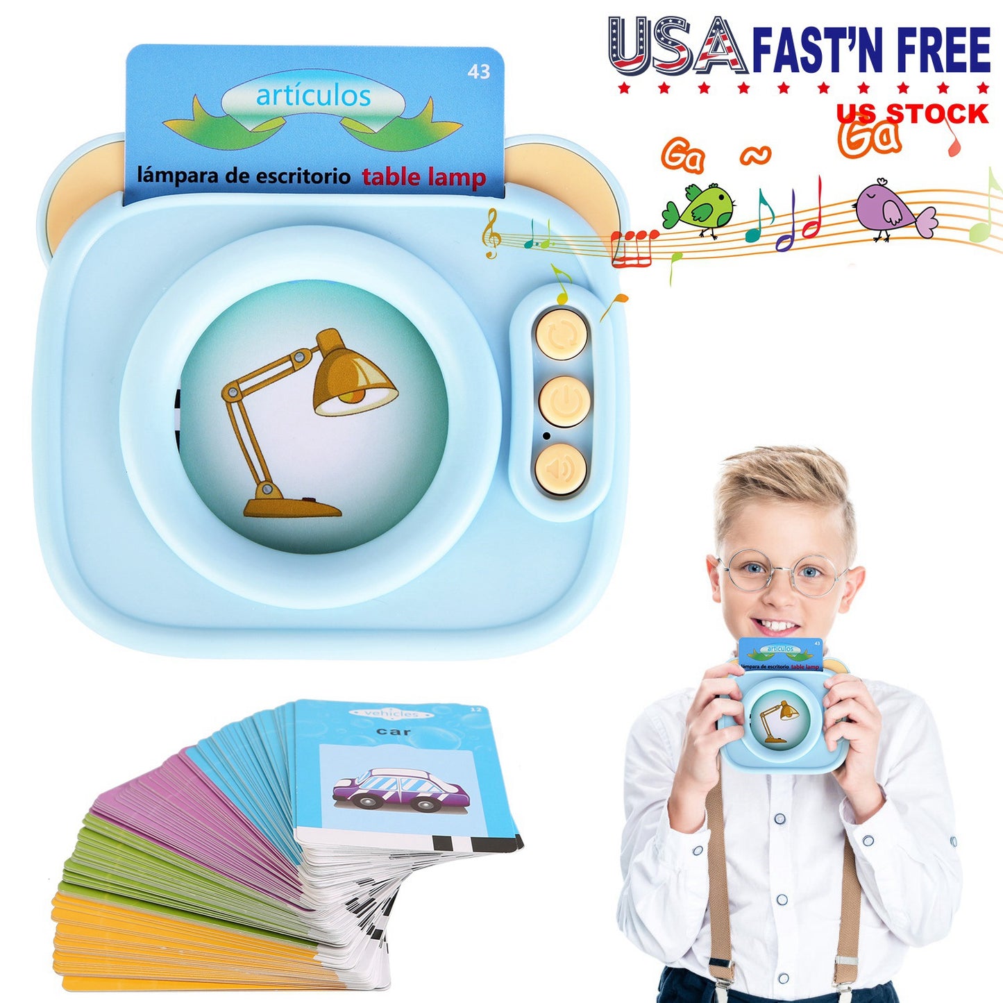 Bilingual Talking Flash Cards - Spanish & English Learning Toy